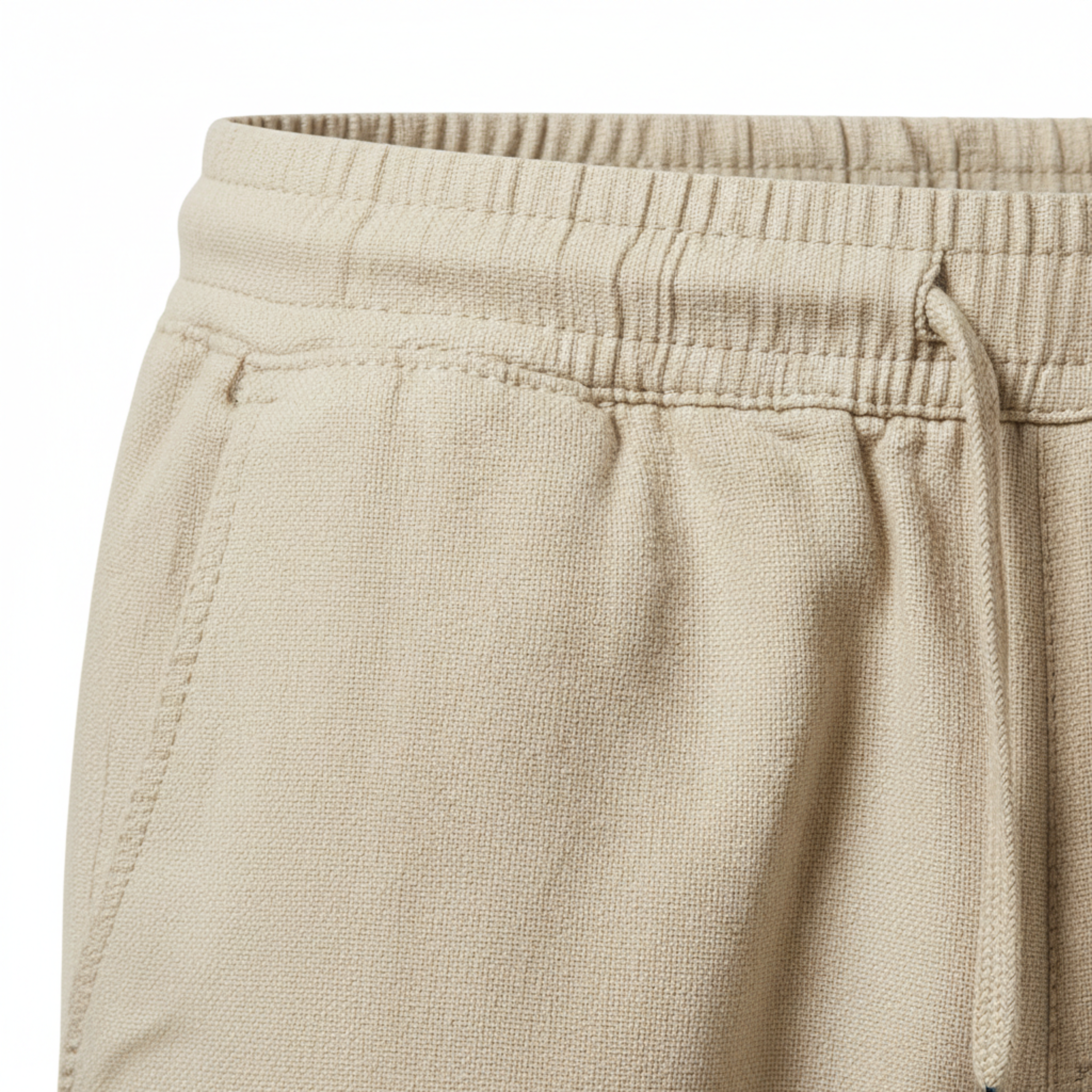 Pantaloni in Cotone e Lino da Uomo con Vita Elastica e Taglio Dritto Casual
