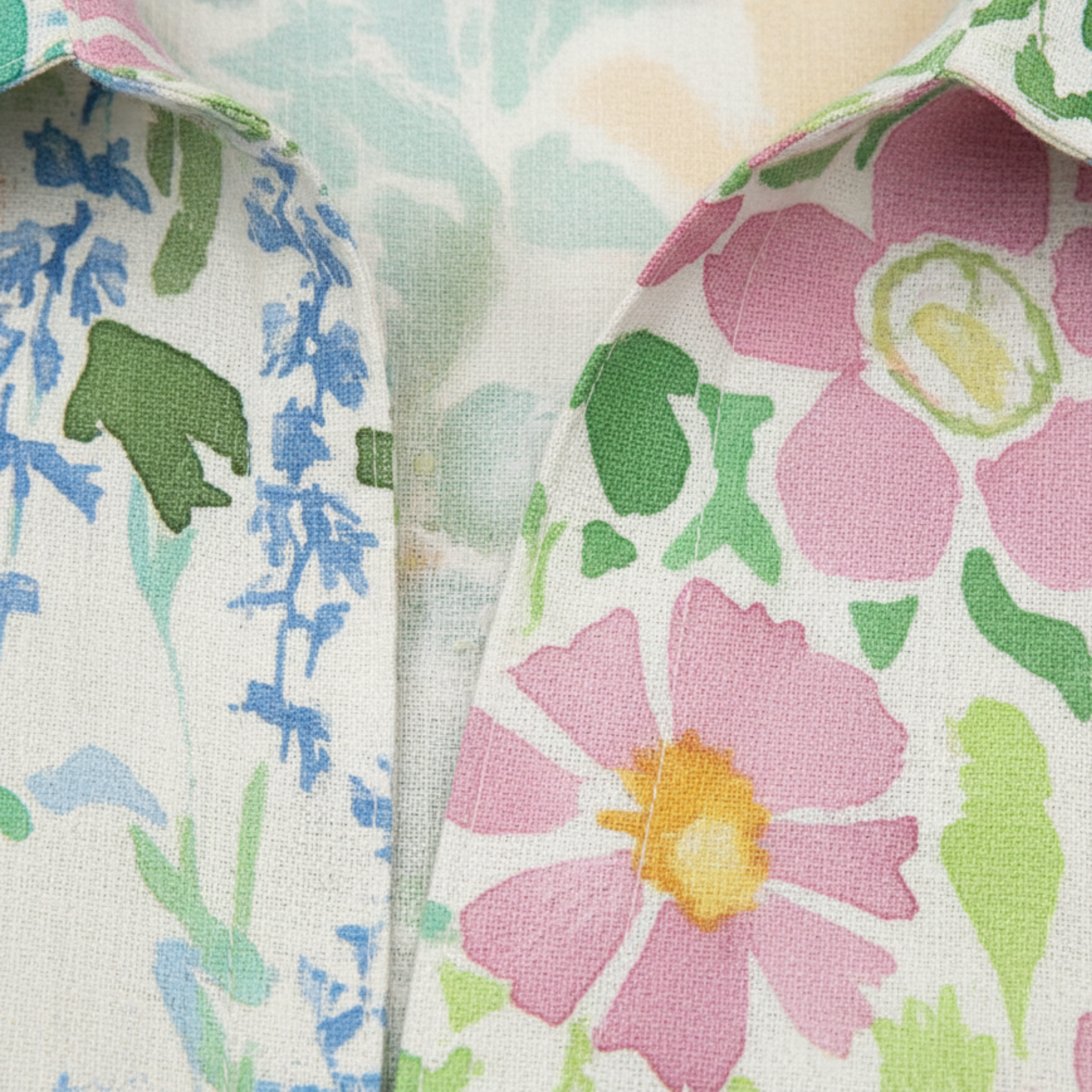 Lang trapezformet kjole med V-hals og kunstnerisk blomsterprint til kvinder