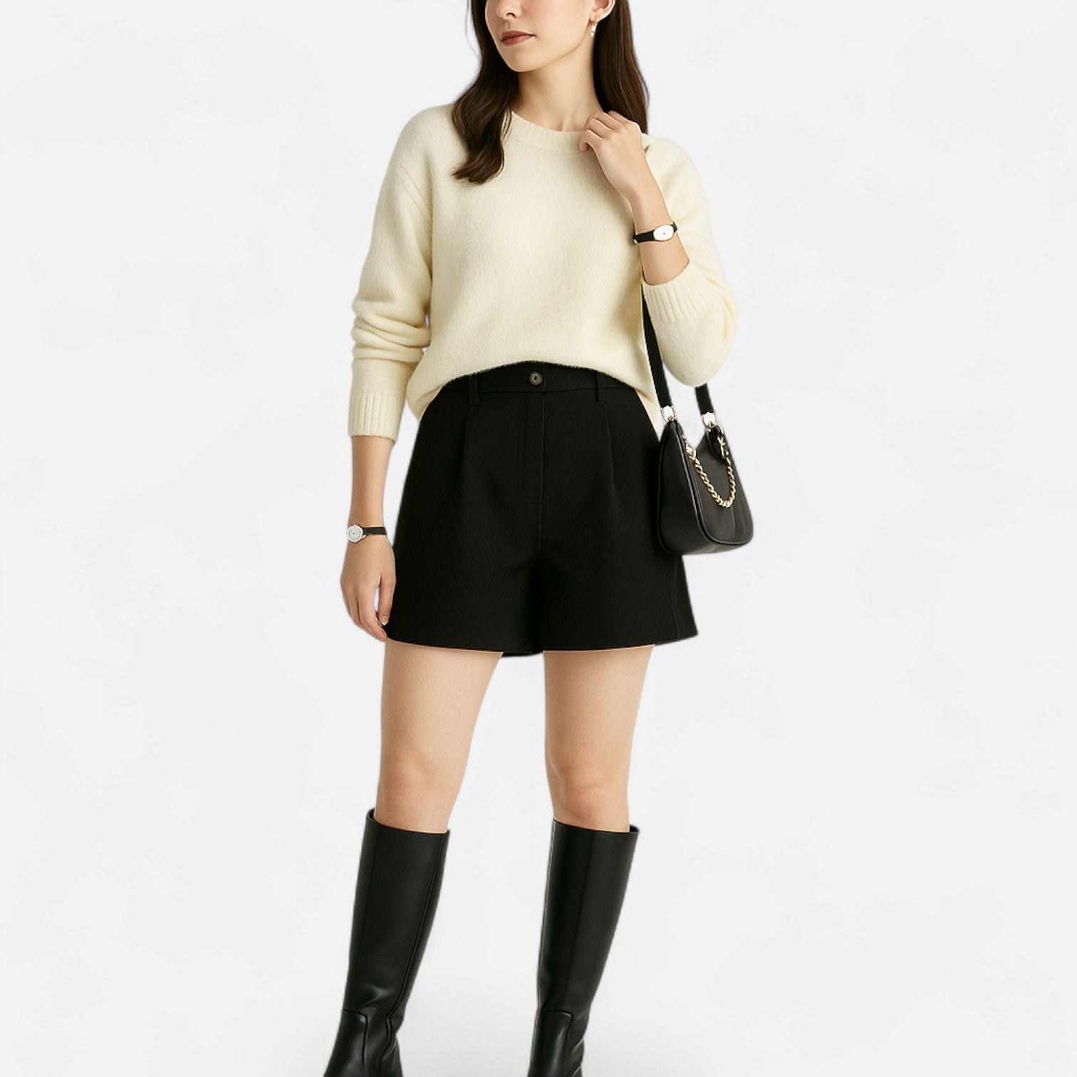 Ancienne Monde | Jupe-Short Trapèze Noire pour Femme – Élégance Décontractée d’Été