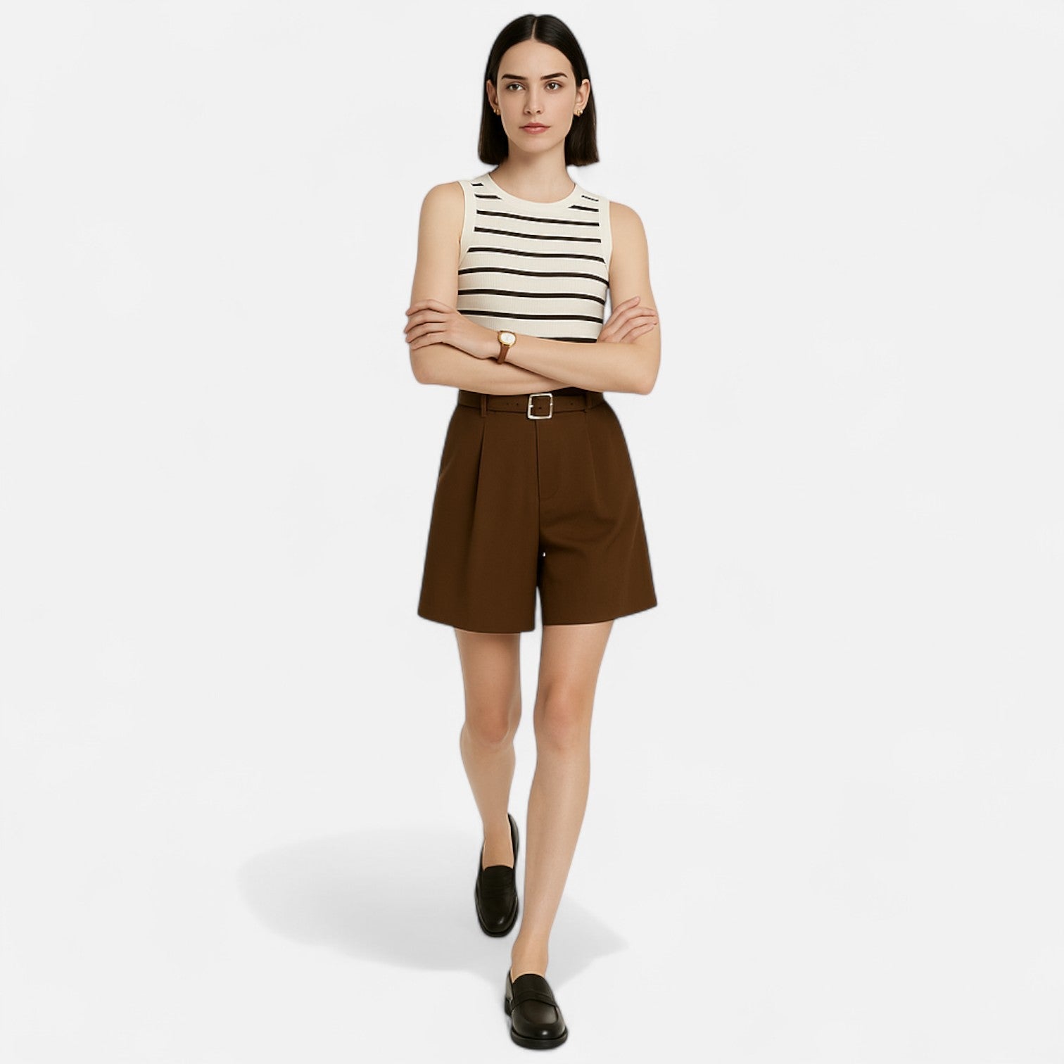 Ancienne Monde | Short Taille Haute en Coton pour Femme – Confort Structuré pour le Bureau & l’Élégance Estivale