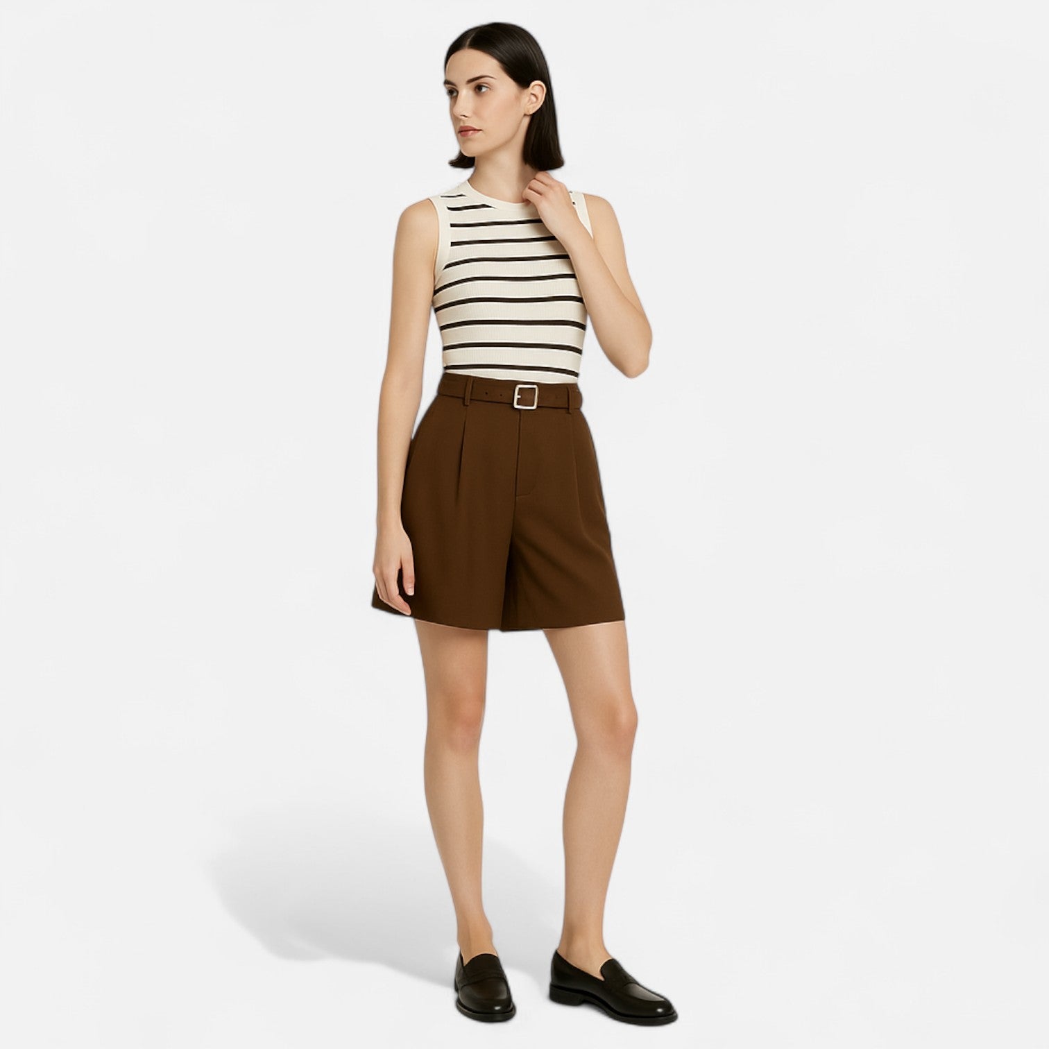 Ancienne Monde | Short Taille Haute en Coton pour Femme – Confort Structuré pour le Bureau & l’Élégance Estivale