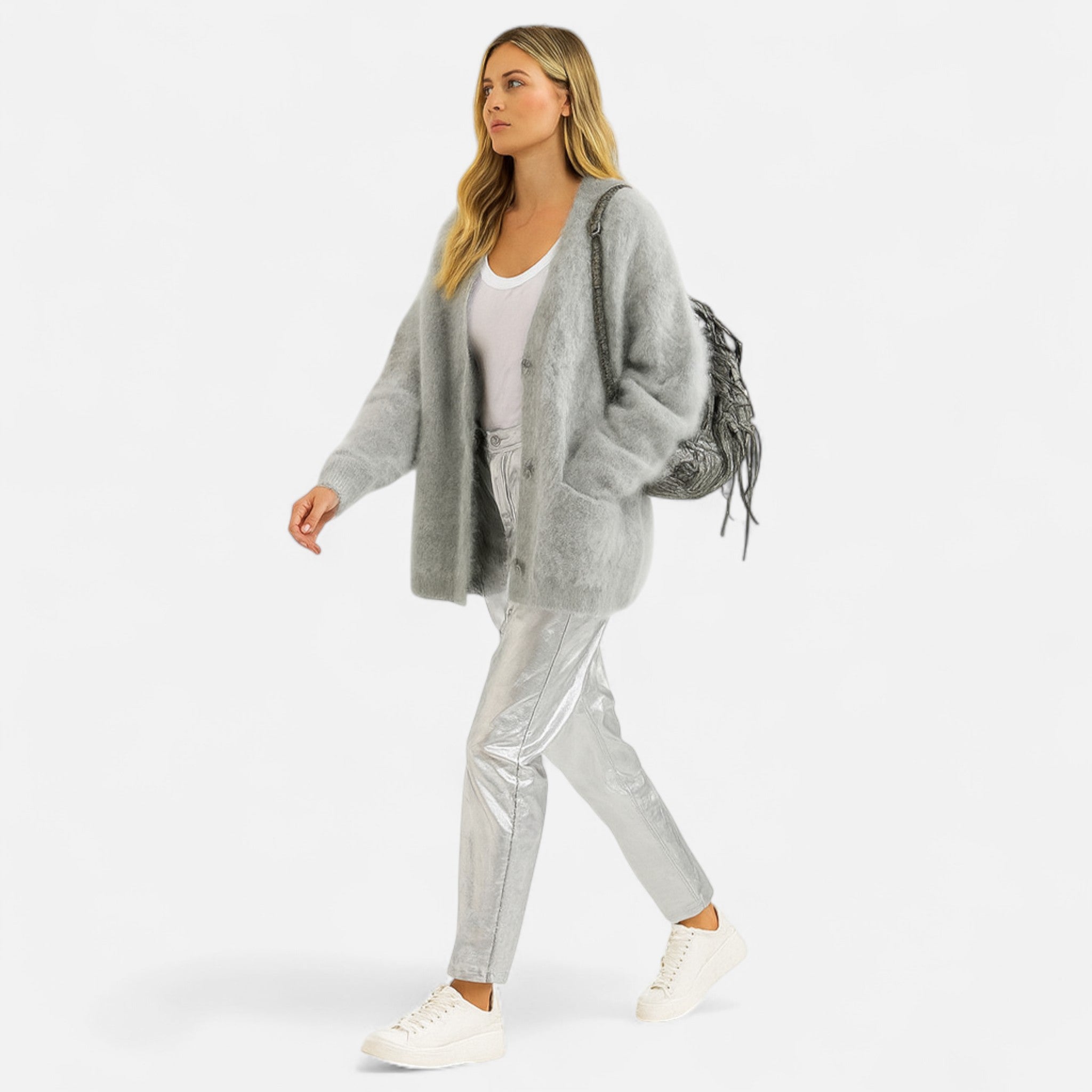 Ancienne Monde | Cardigan Femme en Maille Douce Col V Classique