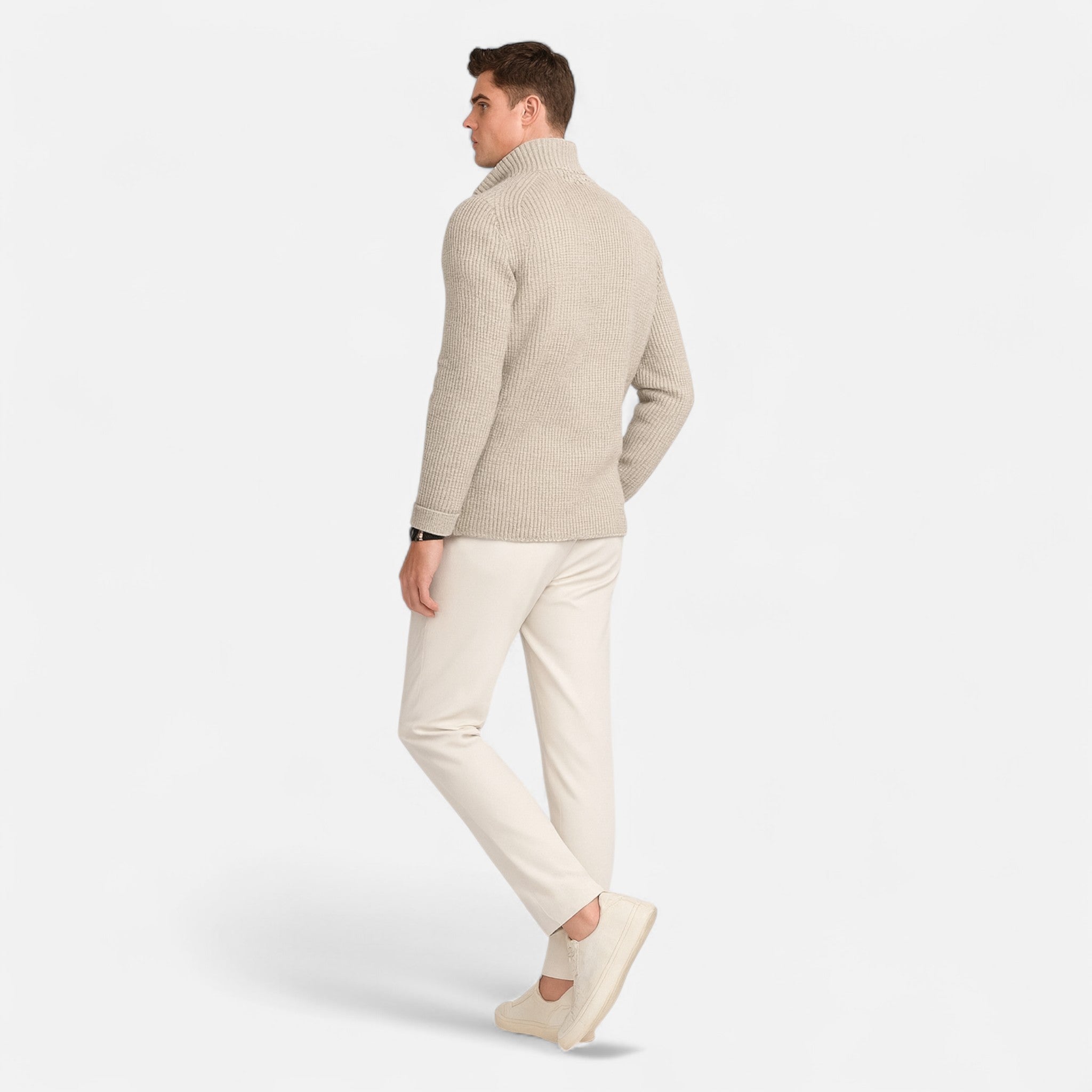 Ancienne Monde | Veste Homme en Maille Structurée Col Montant