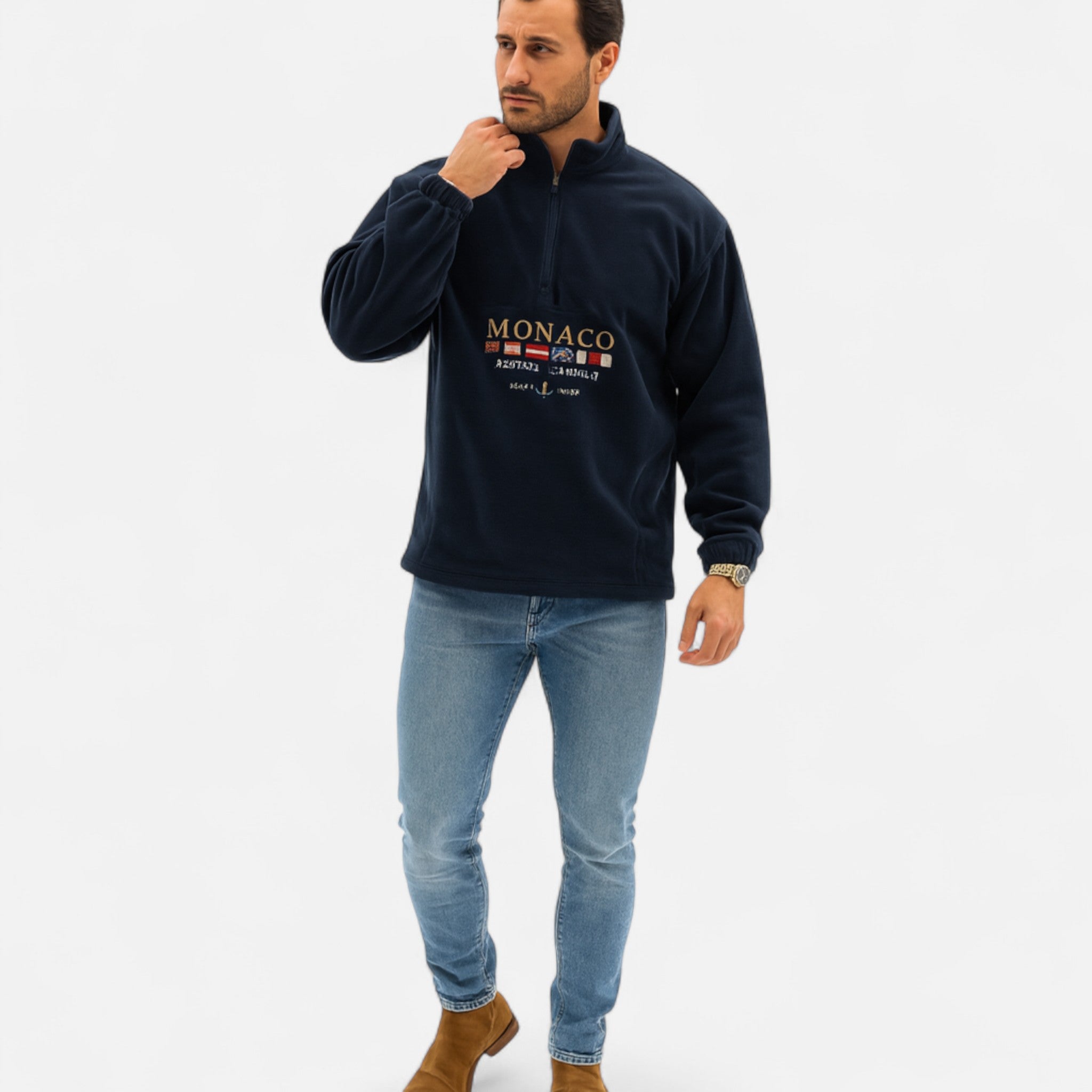 Ancienne Monde | Pull Demi-Zip Homme Monaco – Élégance Intemporelle, Confort Raffiné