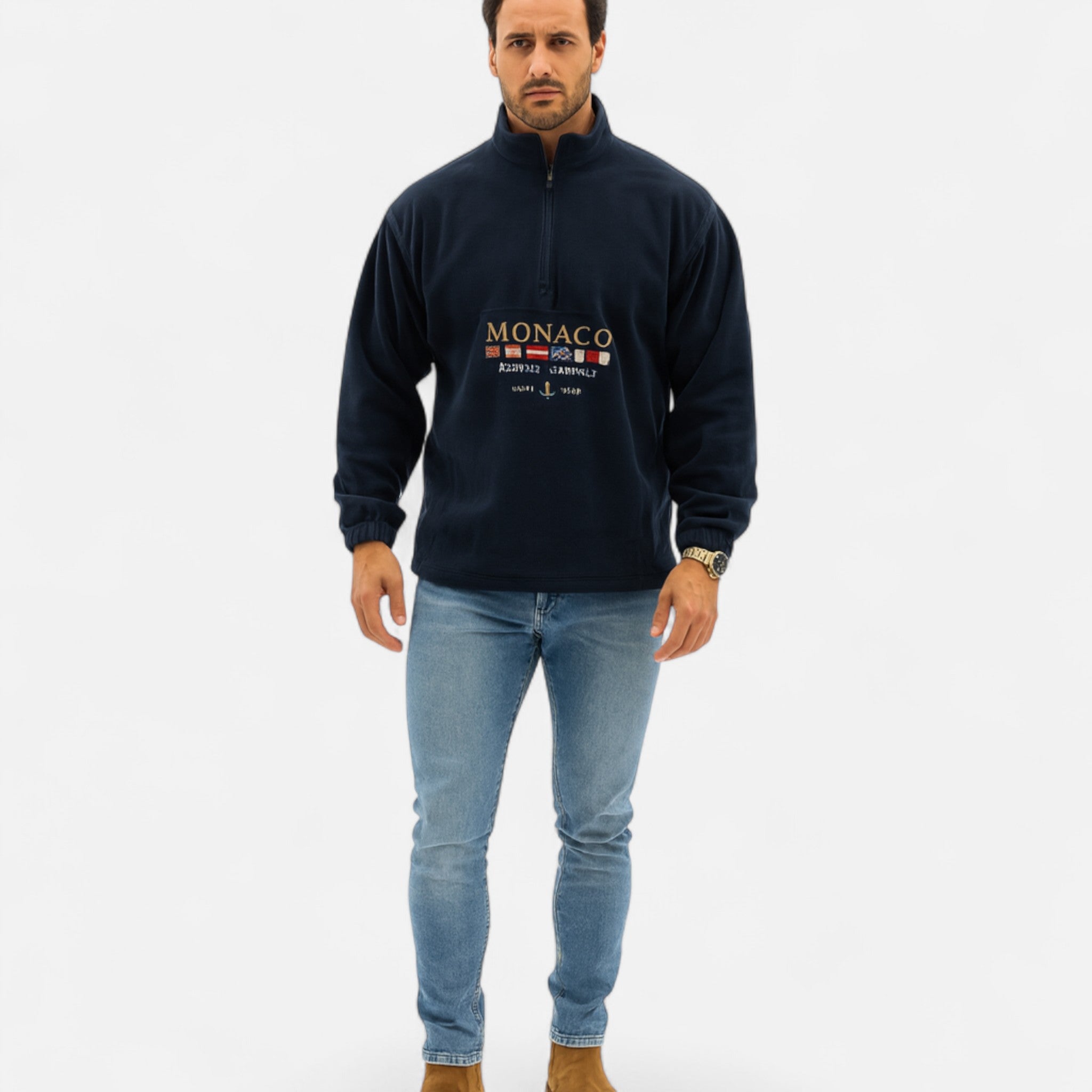 Ancienne Monde | Pull Demi-Zip Homme Monaco – Élégance Intemporelle, Confort Raffiné