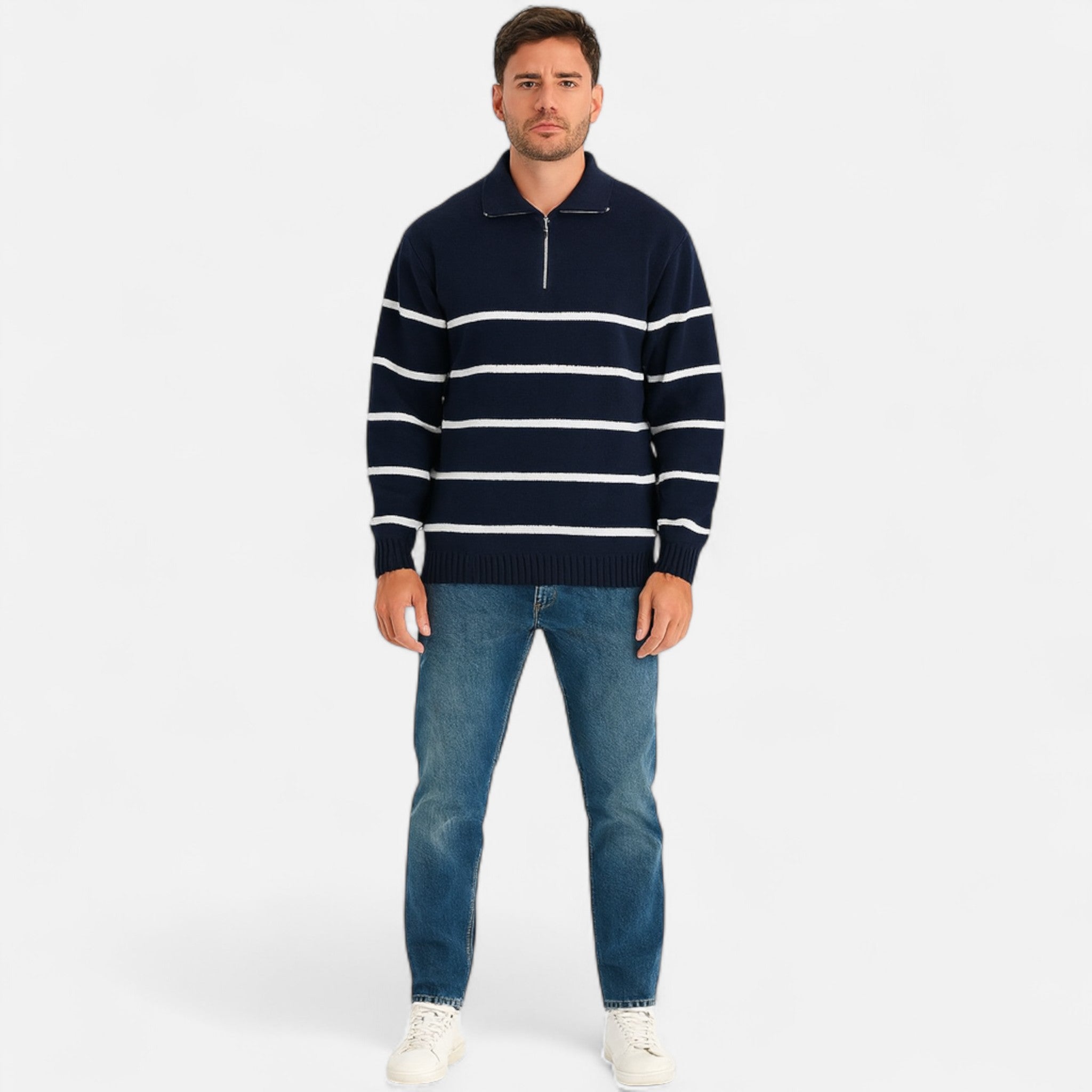Ancienne Monde | Pull Demi-Zip Rétro Homme – Héritage Vintage, Raffinement Moderne