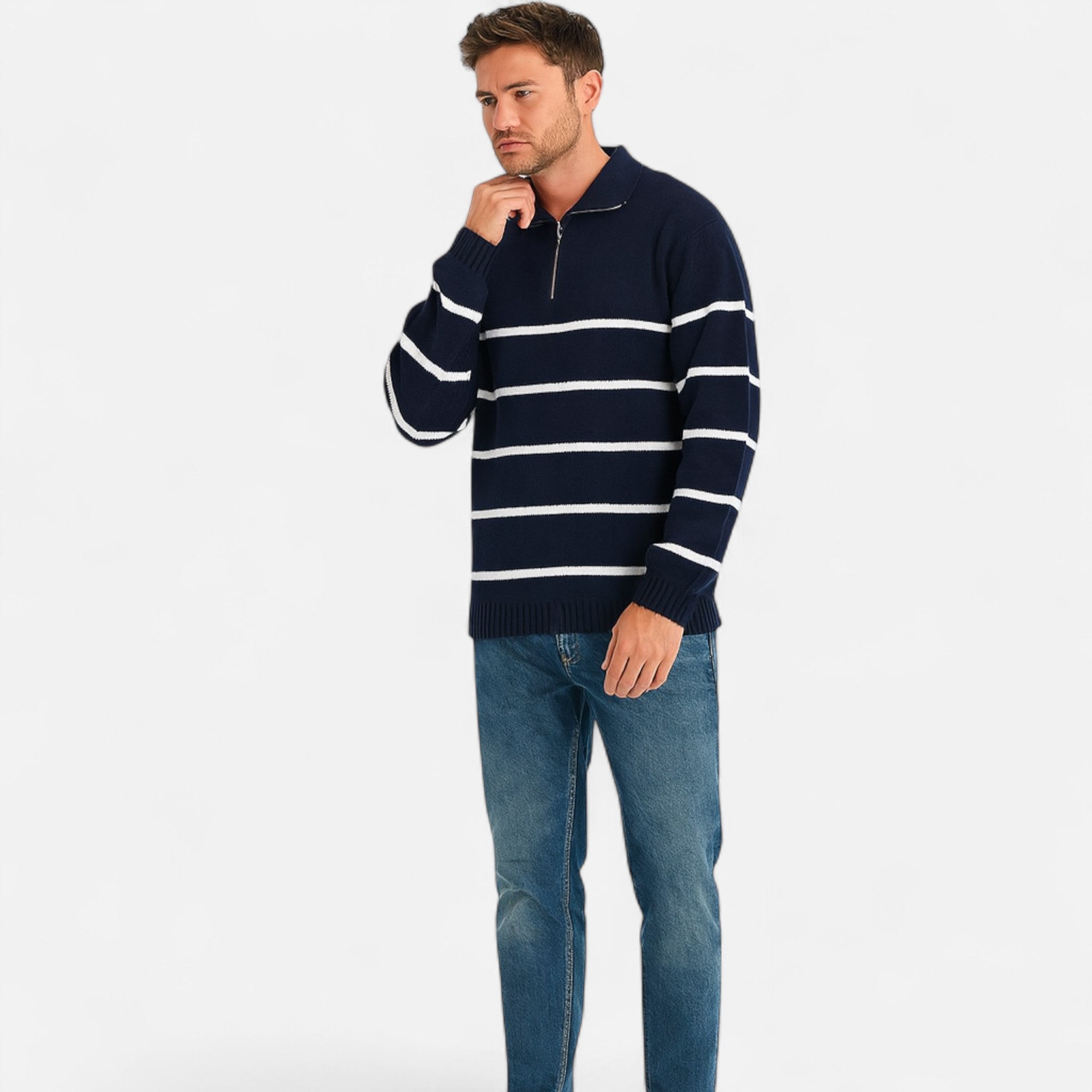 Ancienne Monde | Pull Demi-Zip Rétro Homme – Héritage Vintage, Raffinement Moderne