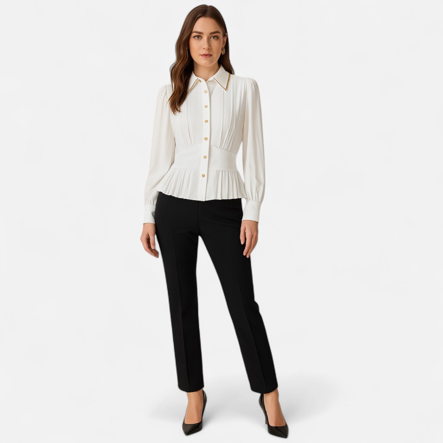 Ancienne Monde | Blouse Plissée Inspirée Hepburn pour Femme – Élégance à la Française