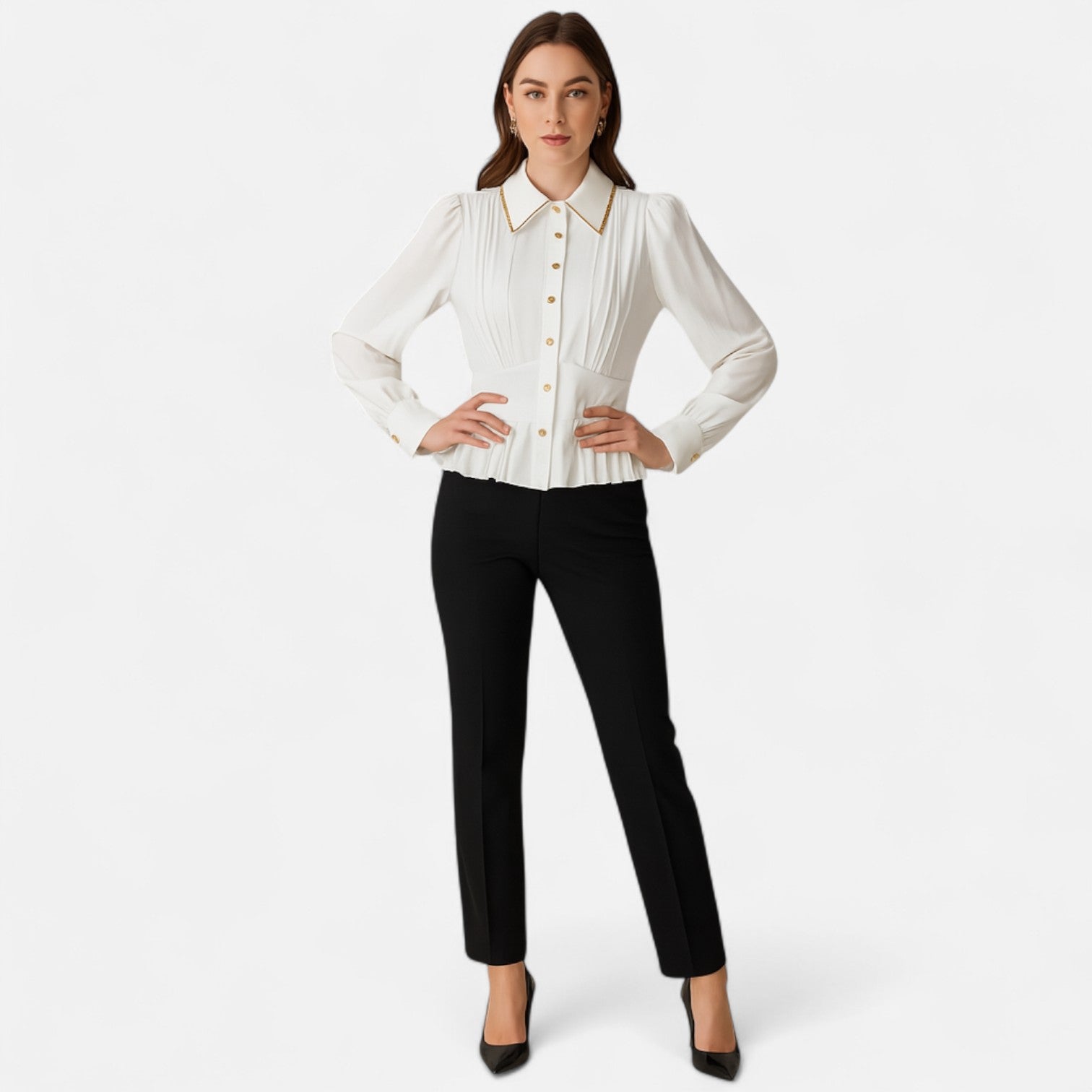 Ancienne Monde | Blouse Plissée Inspirée Hepburn pour Femme – Élégance à la Française