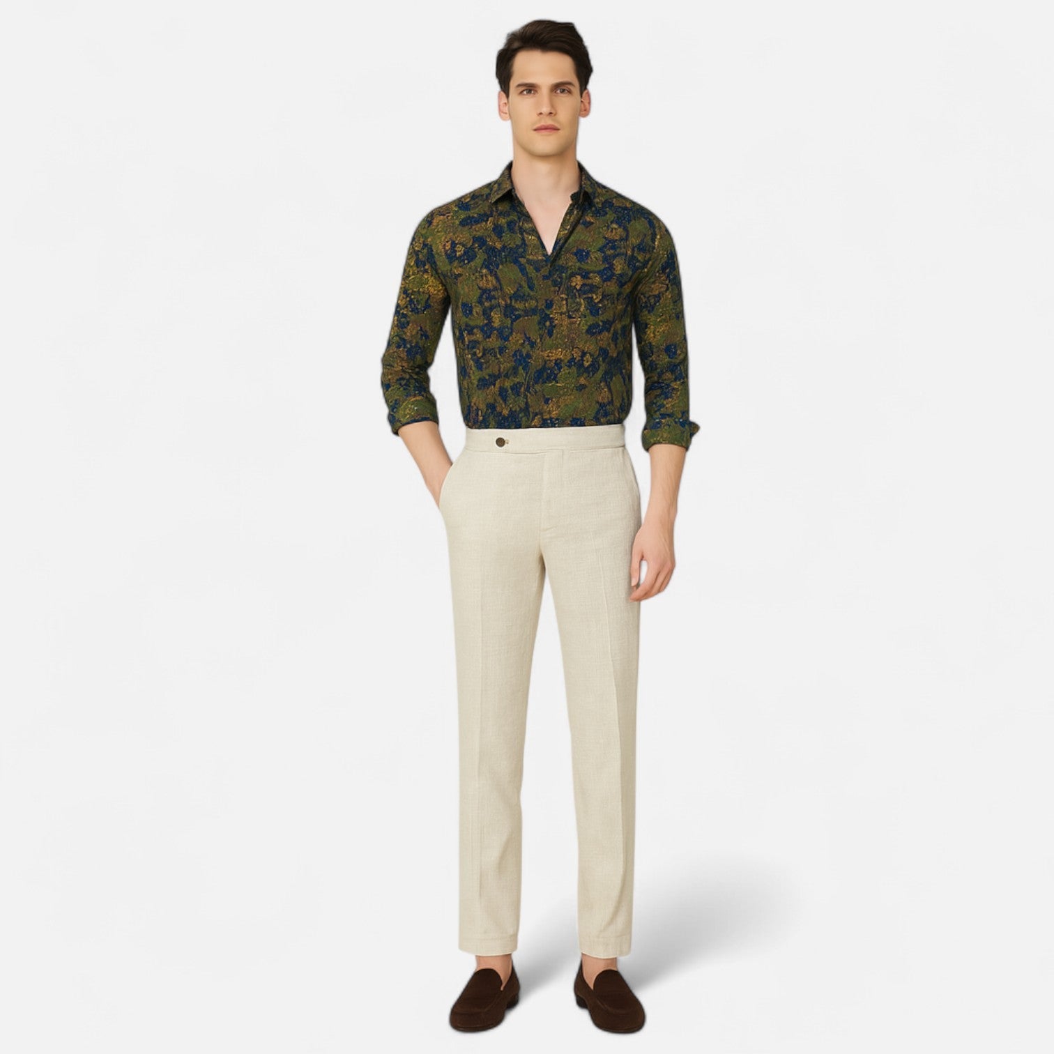 Ancienne Monde | Chemise Imprimée à Manches Longues pour Homme – Détail Artistique