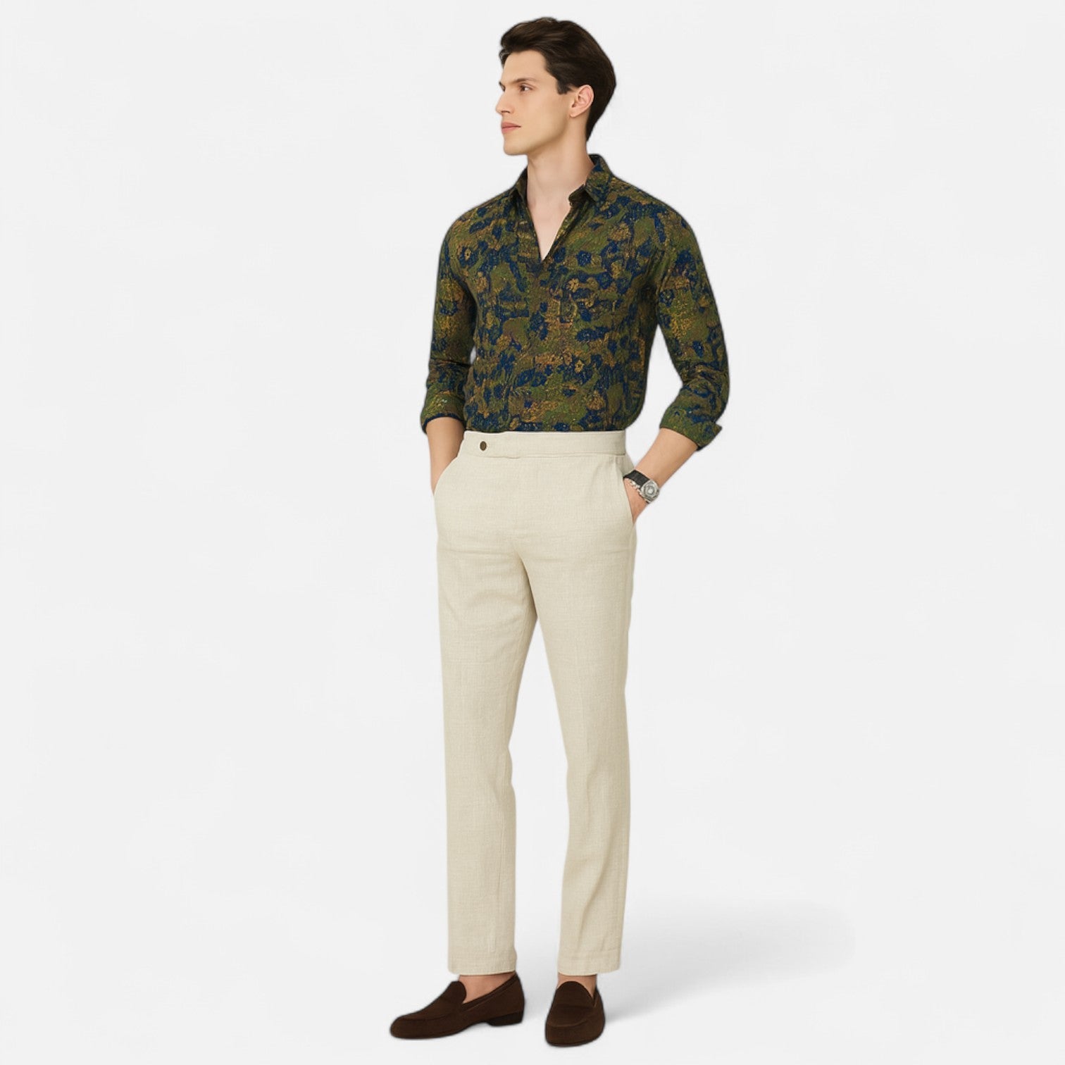 Ancienne Monde | Chemise Imprimée à Manches Longues pour Homme – Détail Artistique