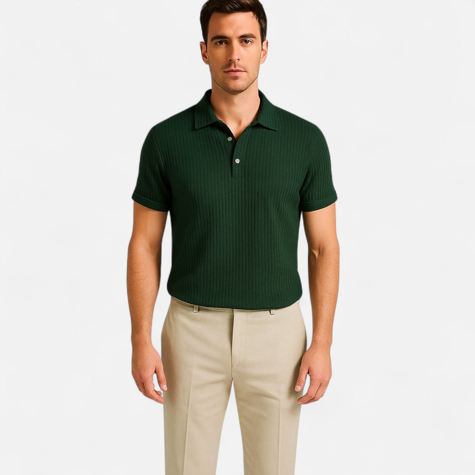 Ancienne Monde | Polo Homme en Maille Gaufrée – Confort Texturé, Structure Contemporaine