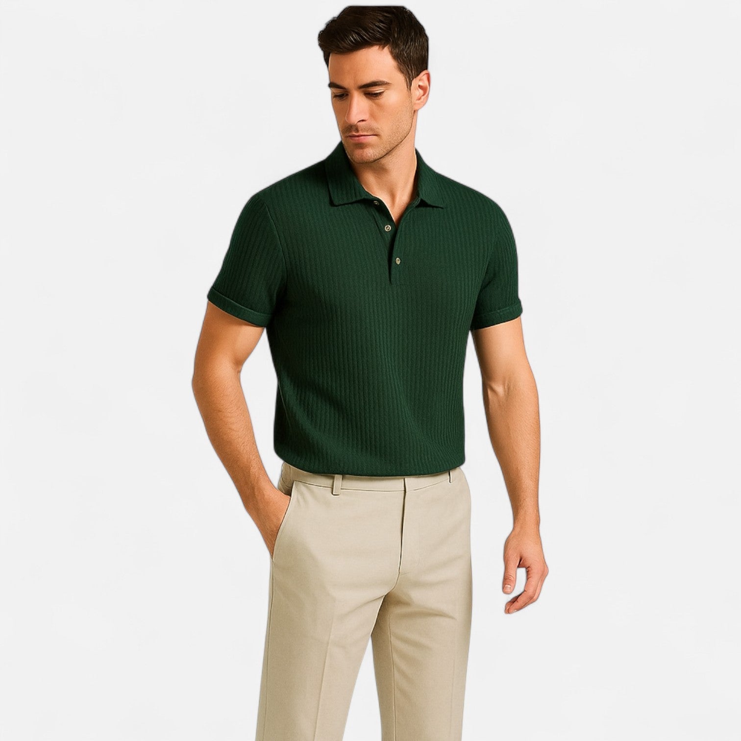 Ancienne Monde | Polo Homme en Maille Gaufrée – Confort Texturé, Structure Contemporaine