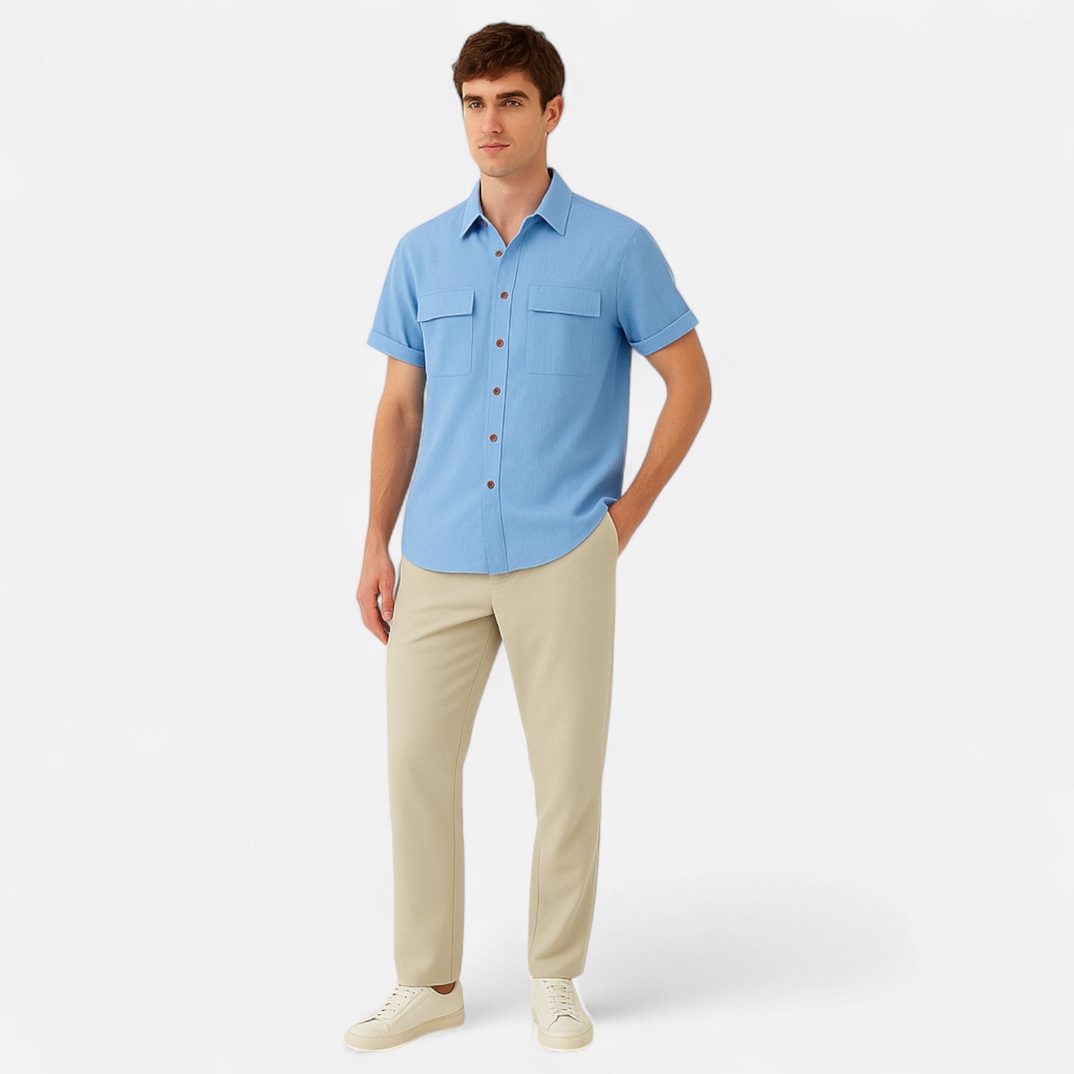 Ancient World | Short Sleeve Linen Shirt for Men – Lightness and Structured Elegance