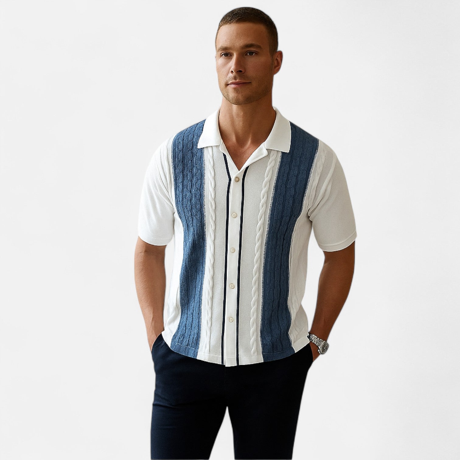 Ancienne Monde | Polo Estival Rayé en Maille pour Homme