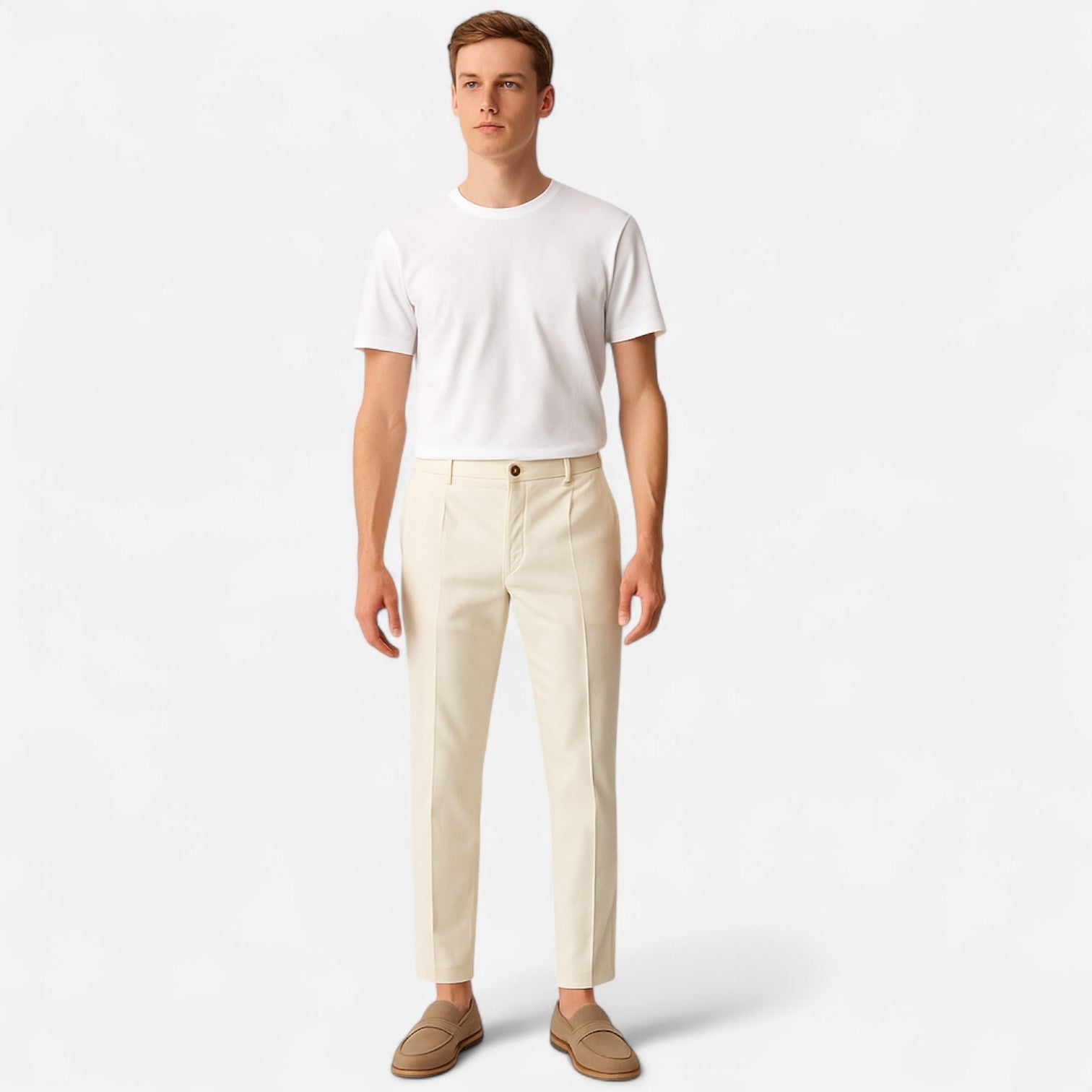 Ancienne Monde | Pantalon Chino Coupe Droite pour Homme – Mélange de Coton à Jambe Classique