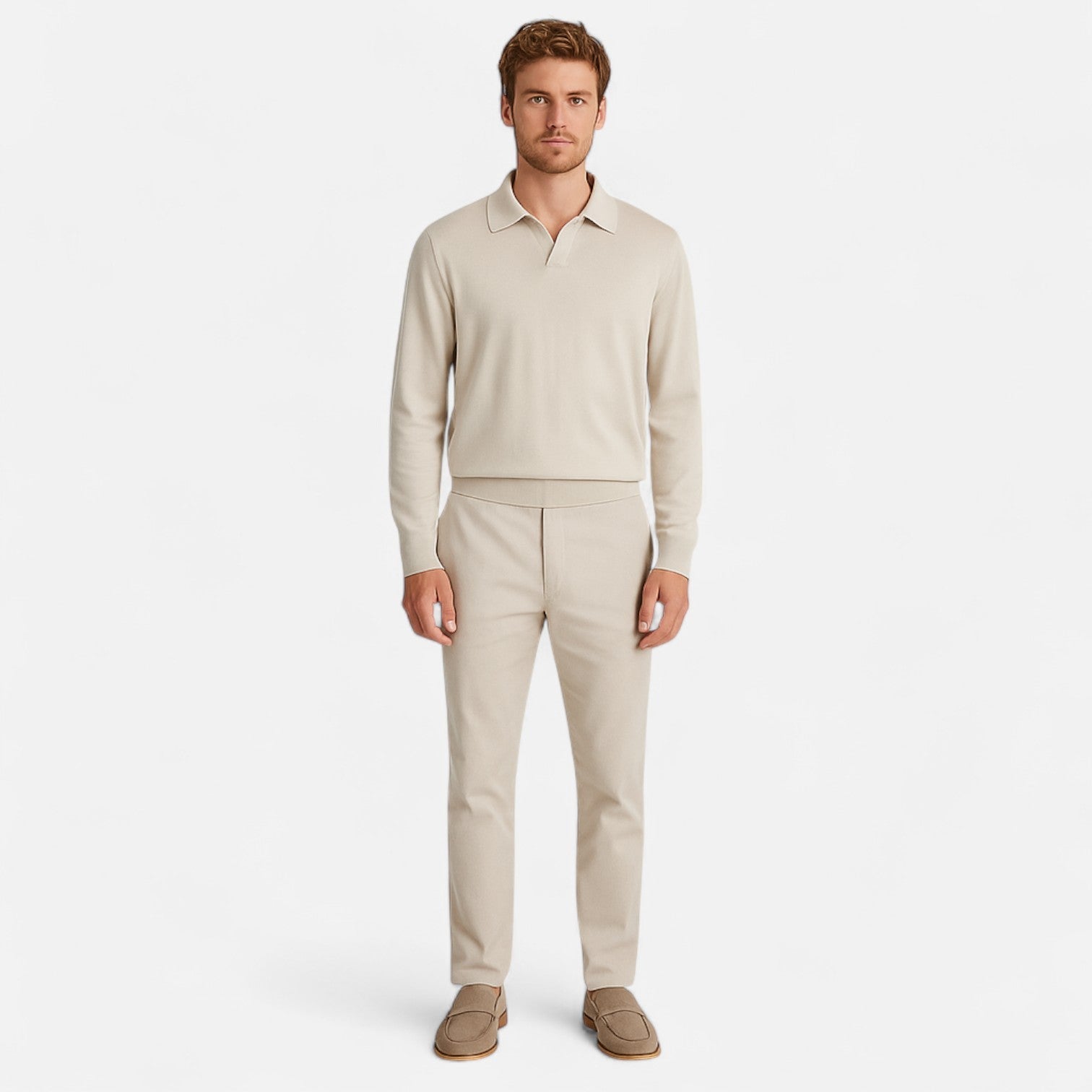 Ancienne Monde | Polo à Manches Longues pour Homme – Col Classique et Maille Structurée Élégante
