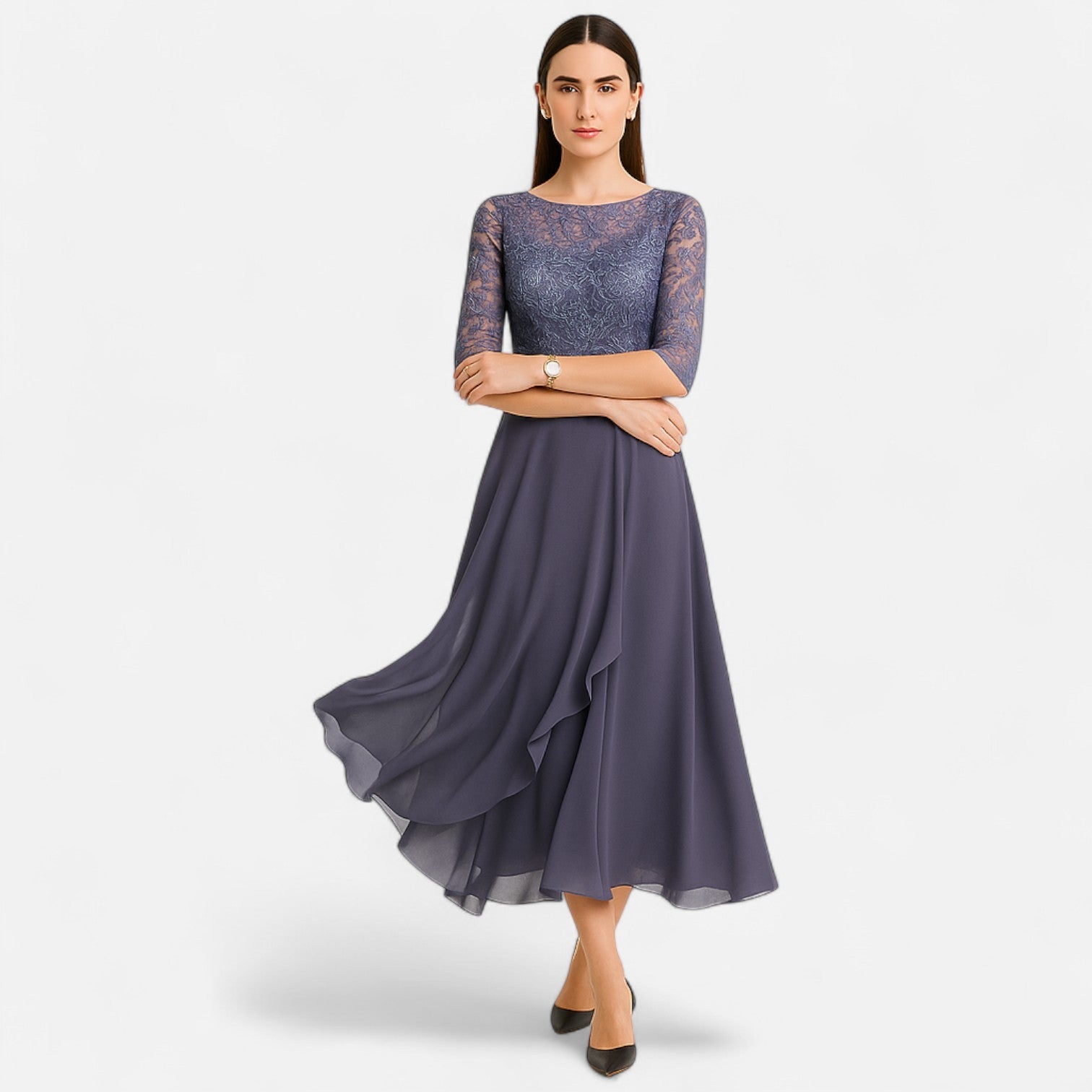 Ancienne Monde | Robe Élégante d’Été Longueur Thé pour Femme – Grâce Intemporelle du Jour au Soir