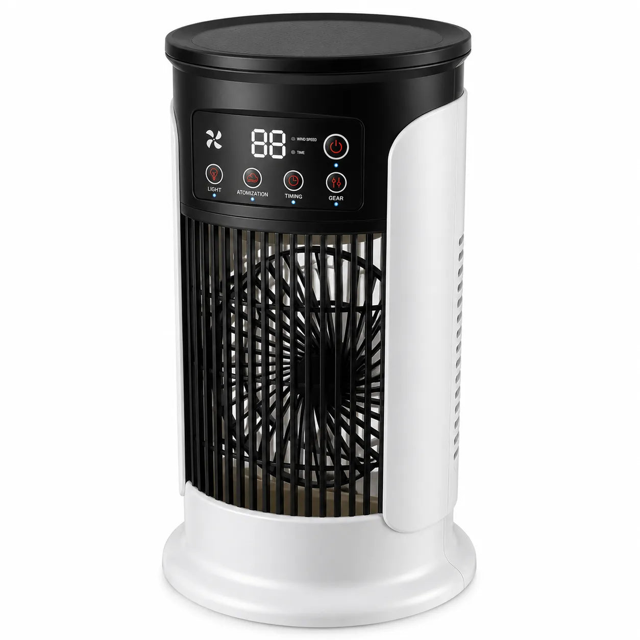 Enfriador de aire portátil 3 en 1 con nebulización, LED y 6 velocidades