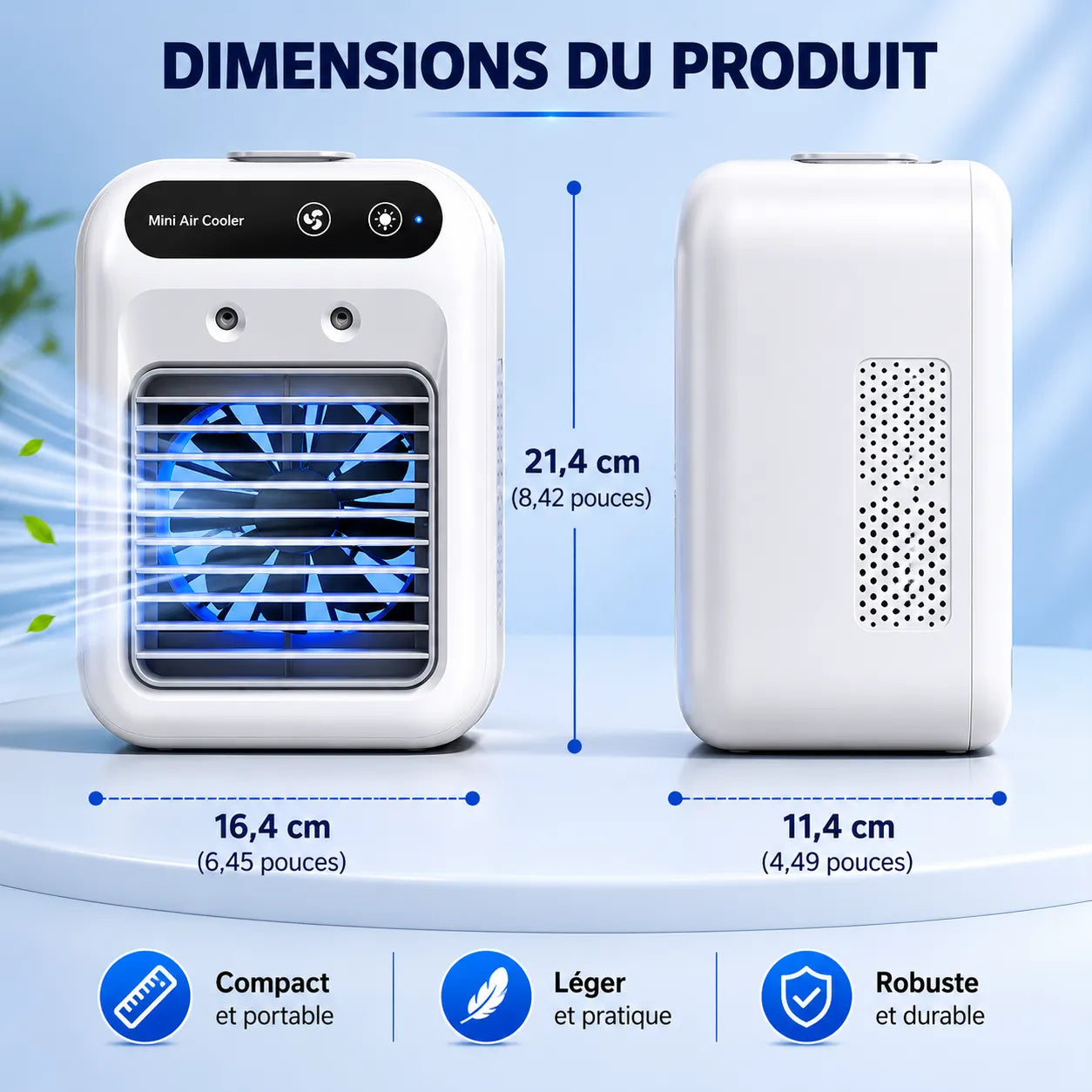 Enfriador de aire portátil recargable por USB con nebulización de 500 ml