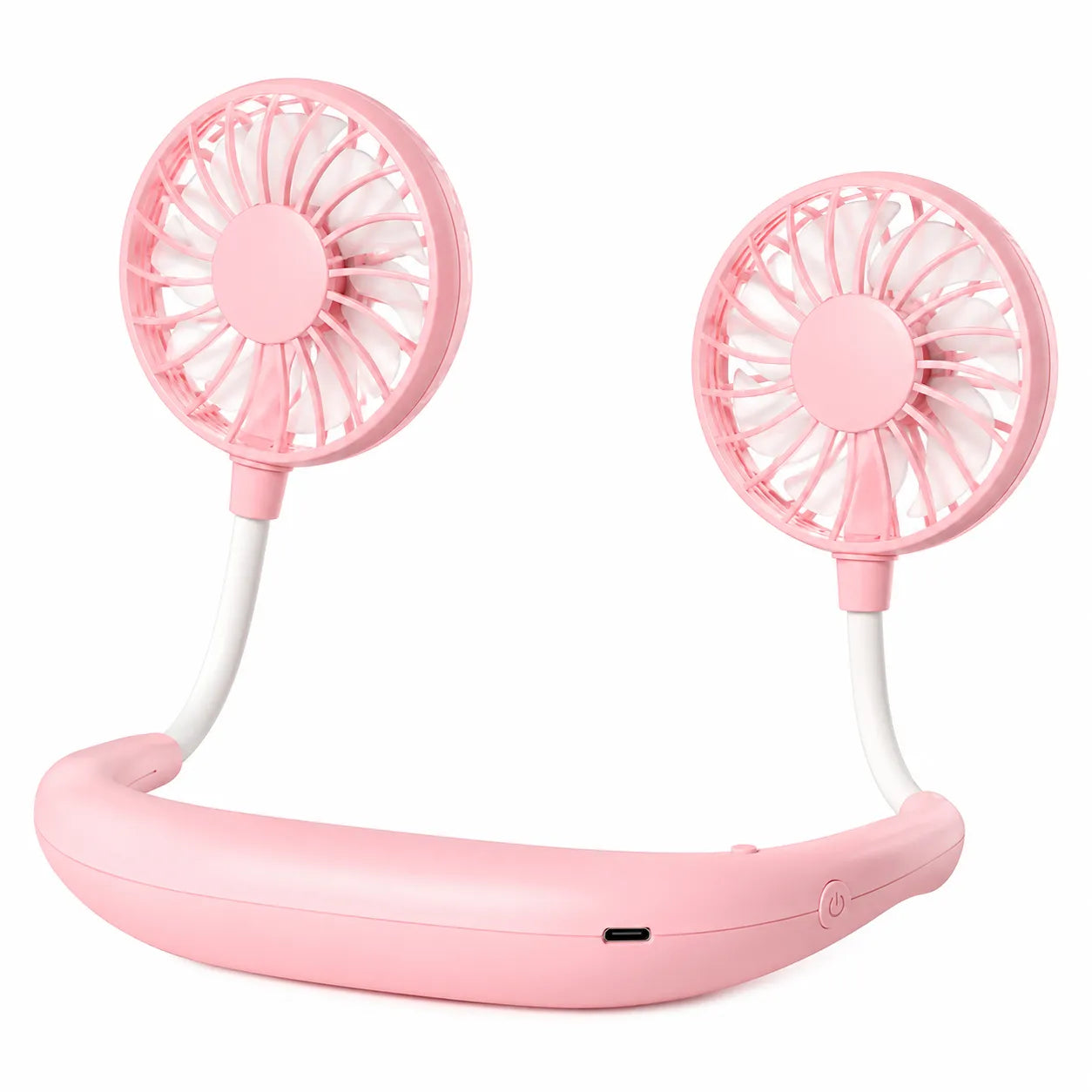 Ventilador de cuello recargable por USB con doble cabeza giratoria y 3 velocidades
