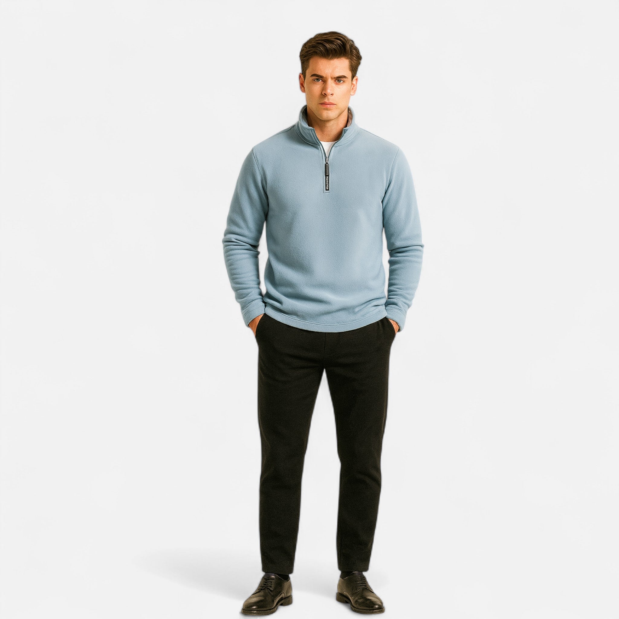 Ancienne Monde | Pull Polaire Homme Demi-Zip Col Haut Premium