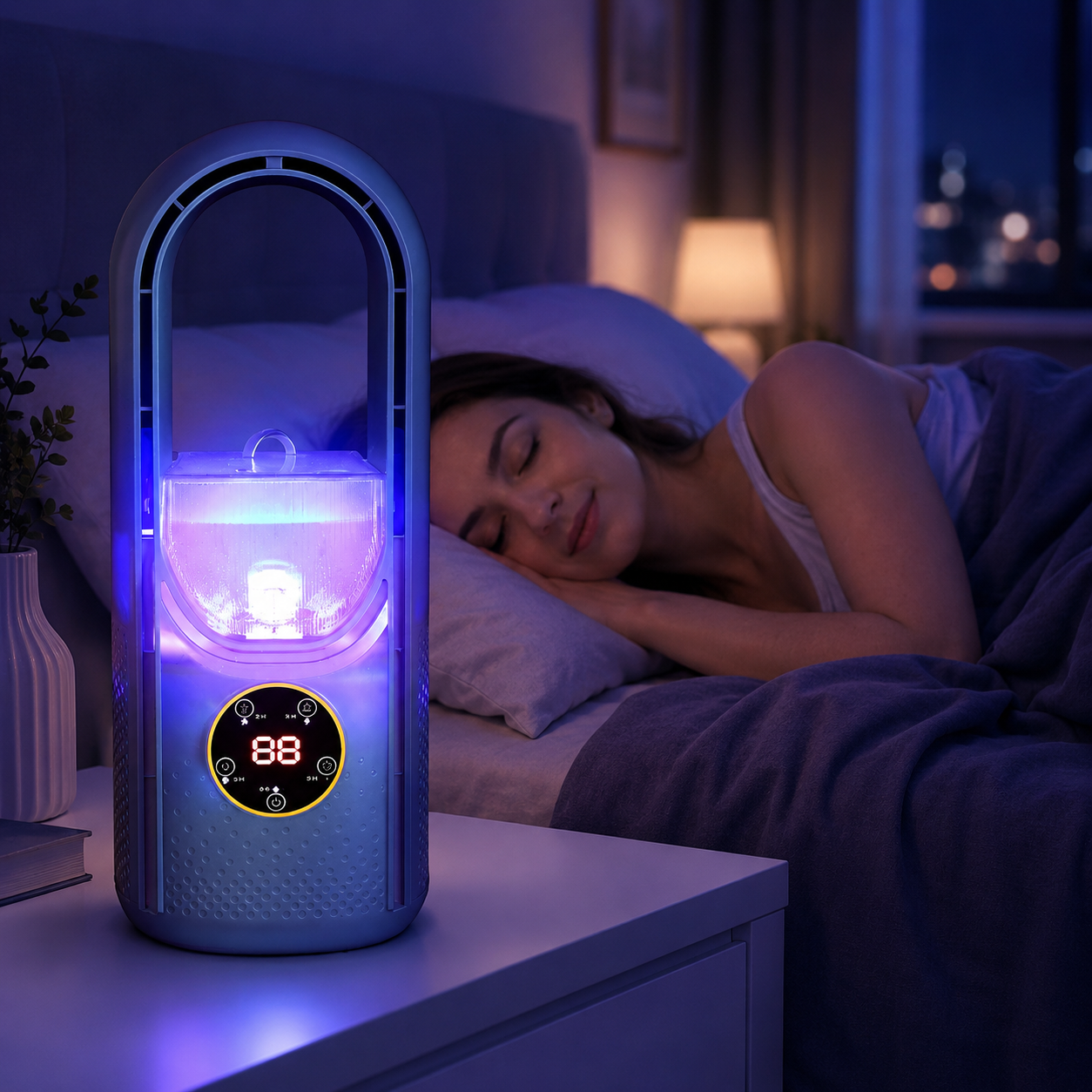 Aire acondicionado portátil sin aspas con enfriamiento ajustable y diseño compacto