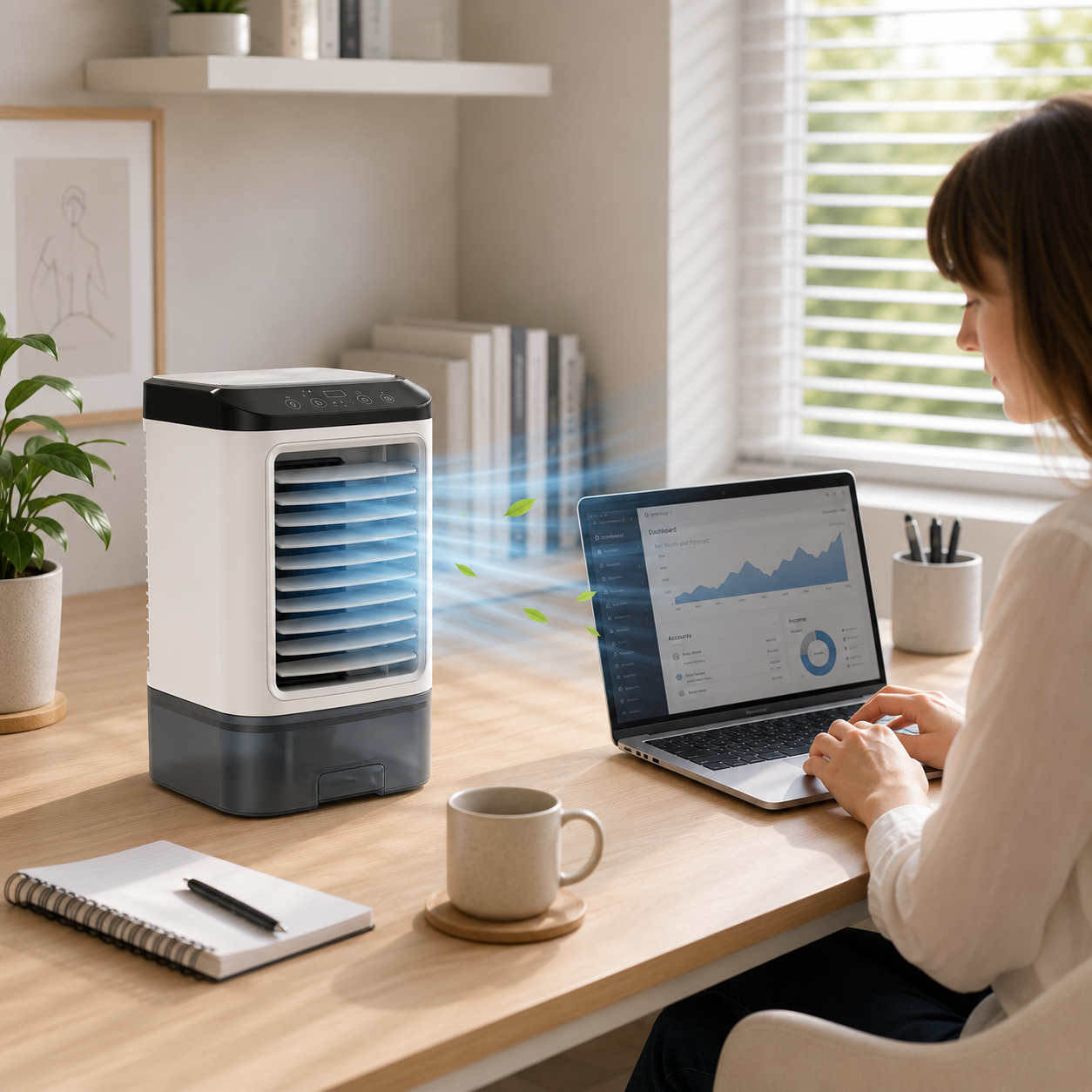 Aire acondicionado portátil compacto de 3 velocidades con enfriamiento por ultrasonidos