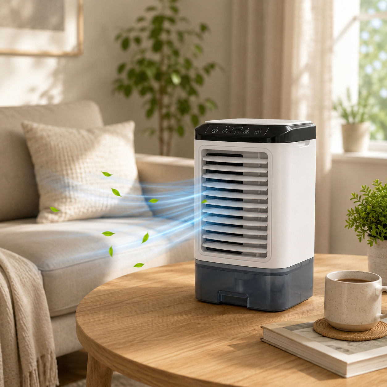 Aire acondicionado portátil compacto de 3 velocidades con enfriamiento por ultrasonidos