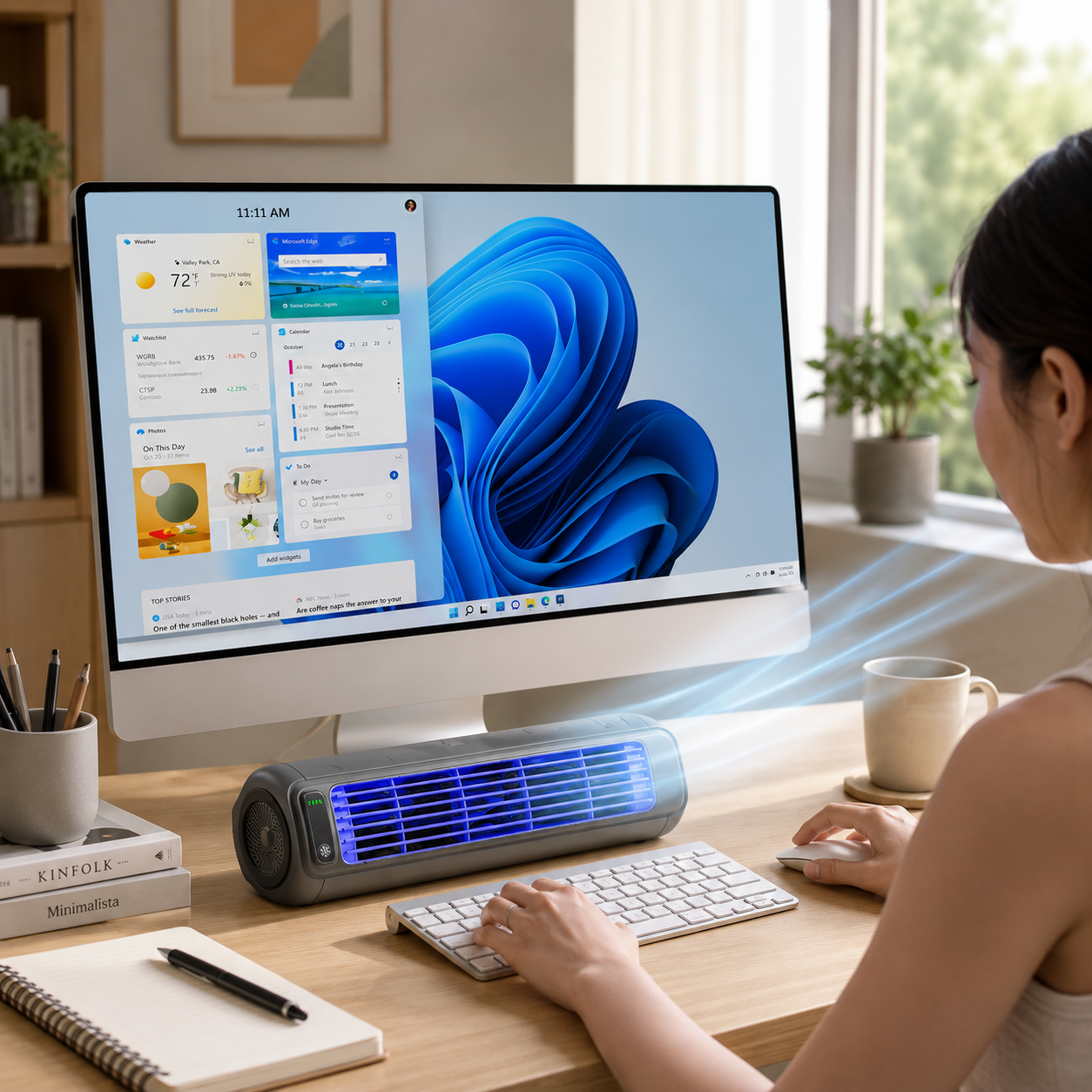 Aire acondicionado portátil recargable inalámbrico 3 en 1 con batería de 2000 mAh