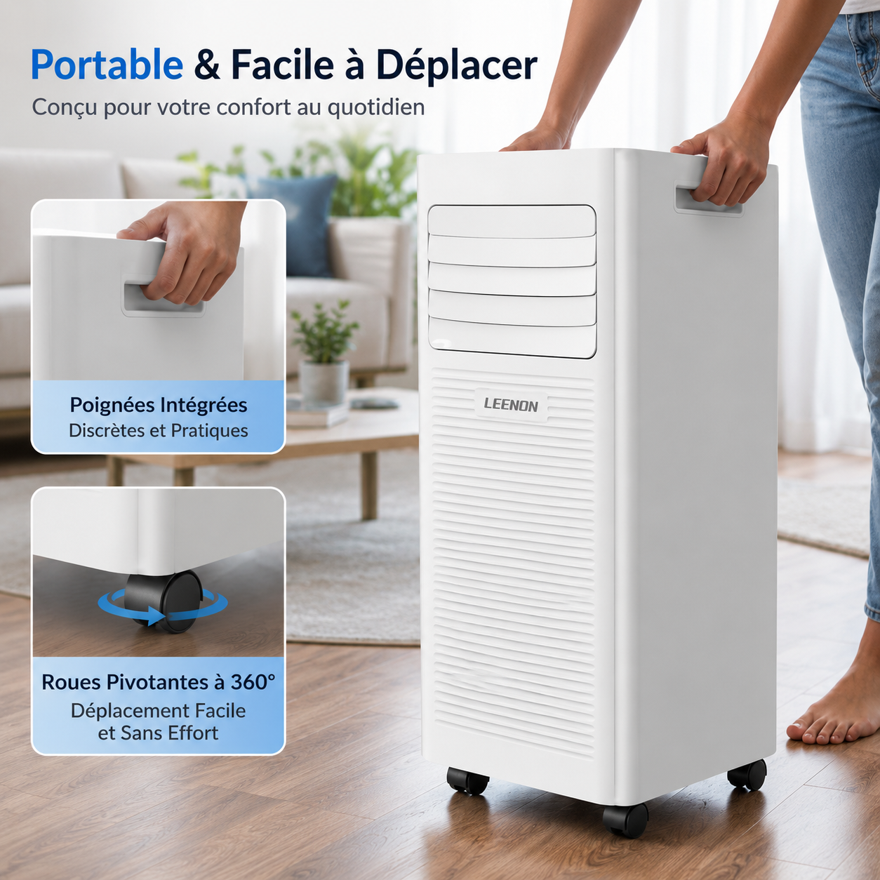 Aire acondicionado portátil 3 en 1 de 9000 BTU para habitaciones pequeñas y dormitorios