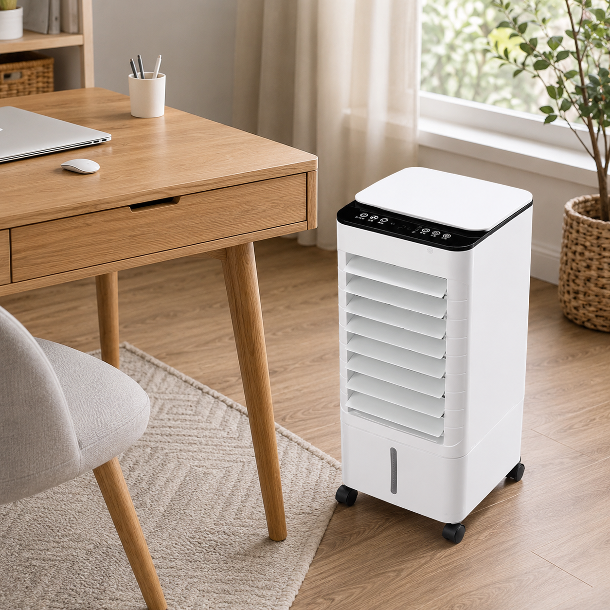 Enfriador de aire móvil 3 en 1 con control remoto y ruedas integradas