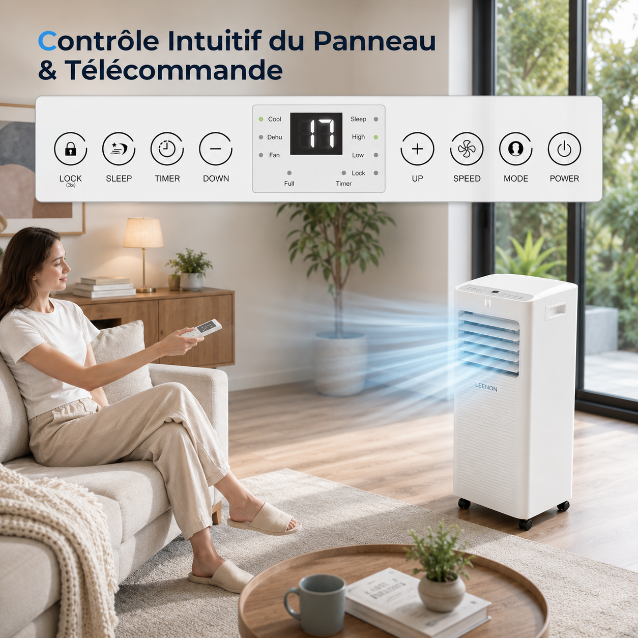 Aire acondicionado portátil 3 en 1 de 9000 BTU para habitaciones pequeñas y dormitorios