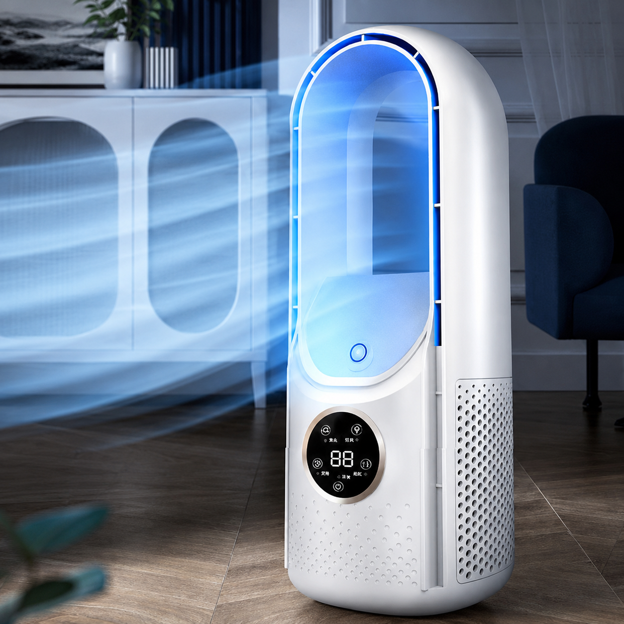 Aire acondicionado portátil sin aspas con enfriamiento ajustable y diseño compacto