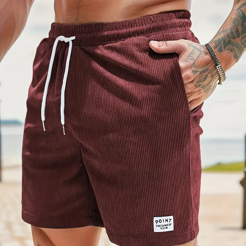 Men's velvet high shorts — casual summer clothing with drawstring