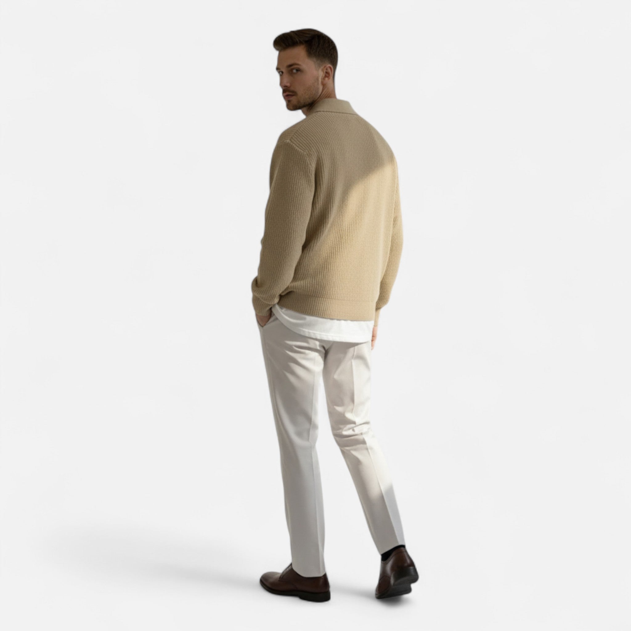 Ancienne Monde | Pull Homme Demi-Zip Vintage Maille Premium