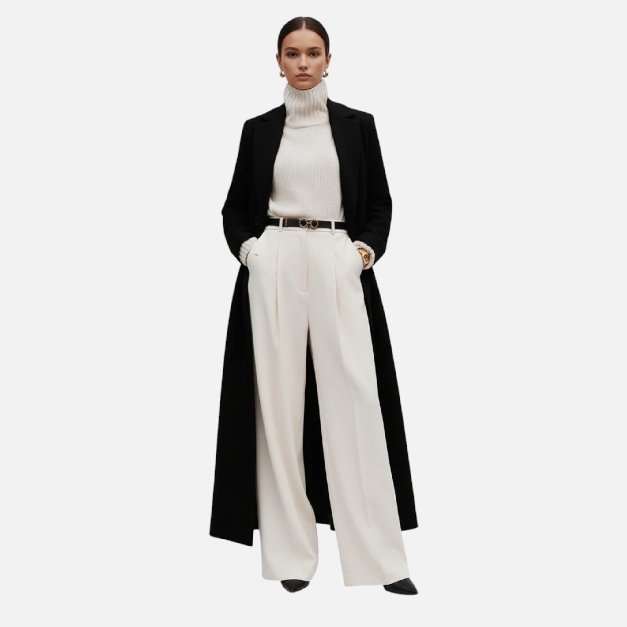 Ancient World | Long Women's Coat Black Fitted