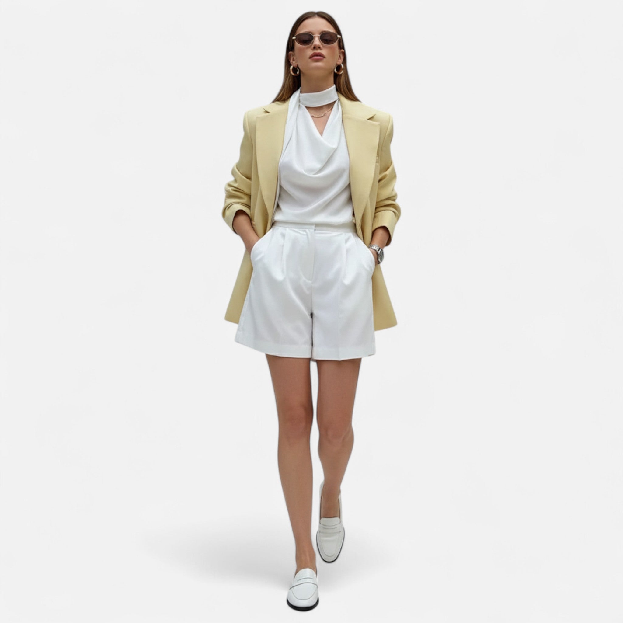 Ancienne Monde | Blazer Femme Ceinturé Coupe Ample