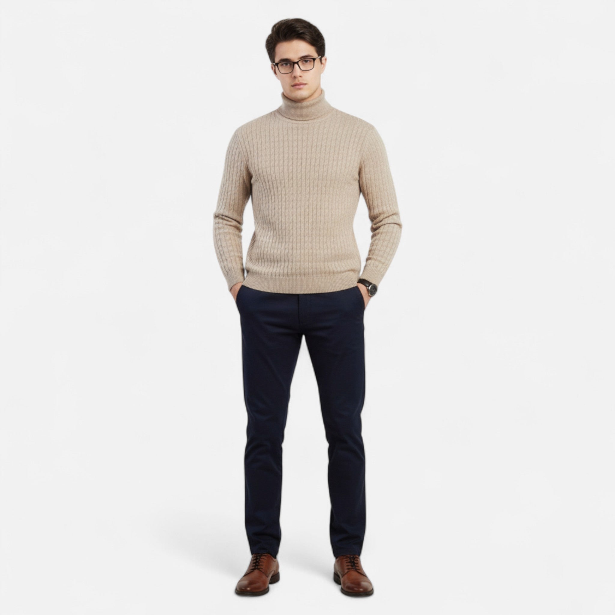 Ancienne Monde | Camisola de Gola Alta Homem Malha Lisa