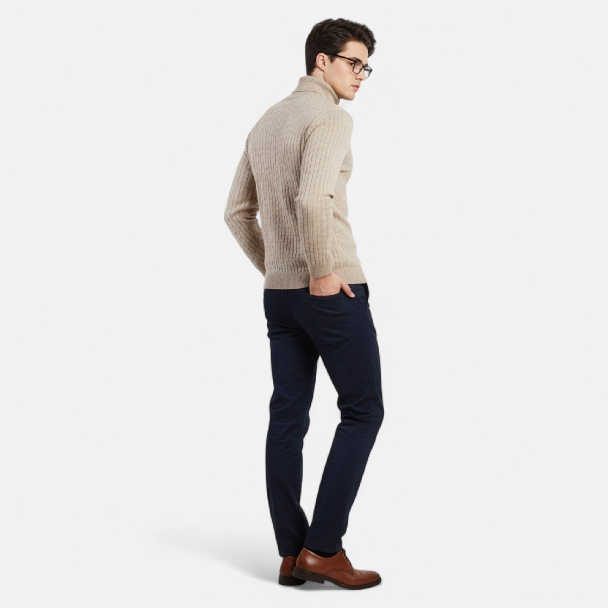 Ancienne Monde | Camisola de Gola Alta Homem Malha Lisa