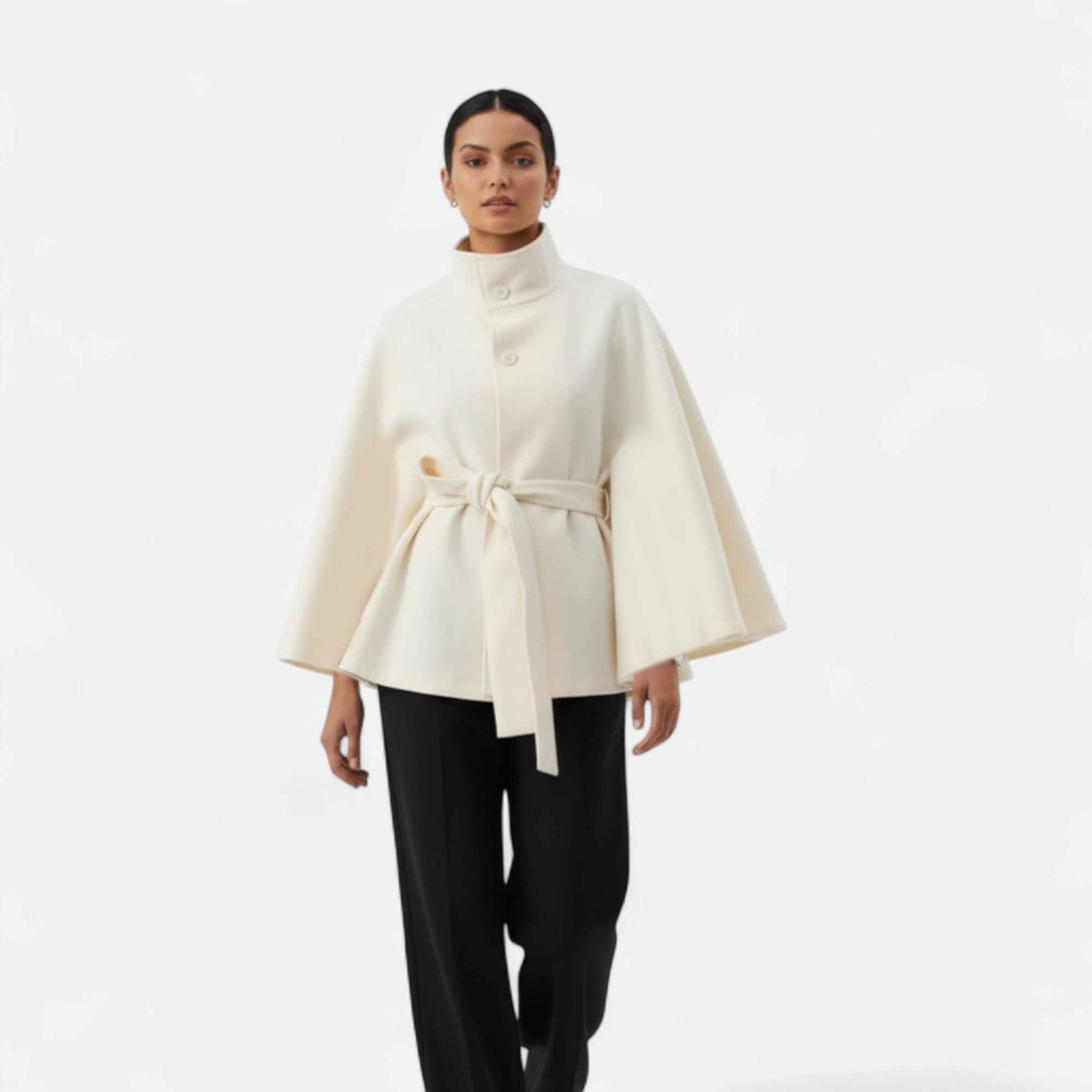 Ancienne Monde | Cape Femme Ceinturée Col Haut Vintage