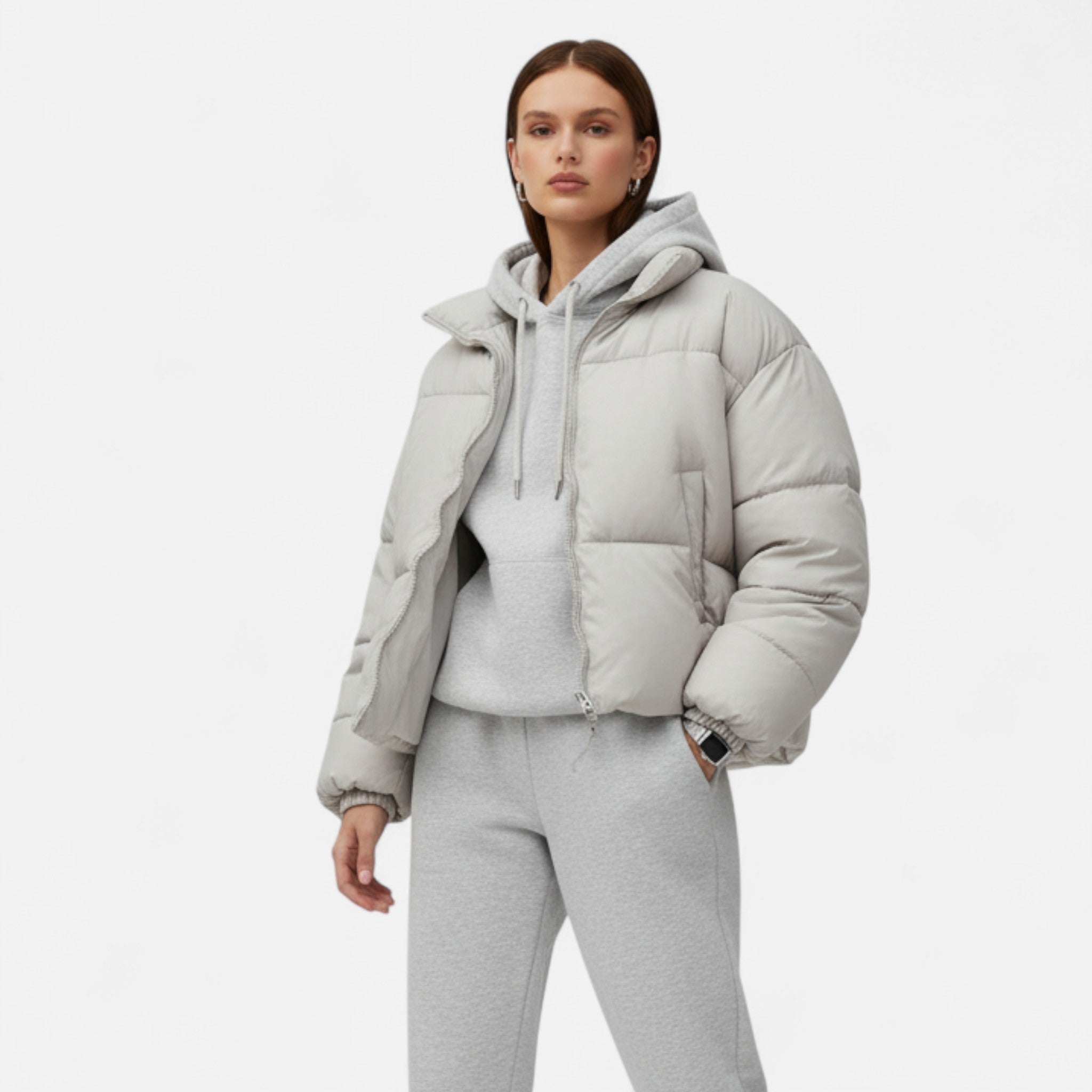 Ancienne Monde | Casaco de penas feminino oversize elegante para inverno