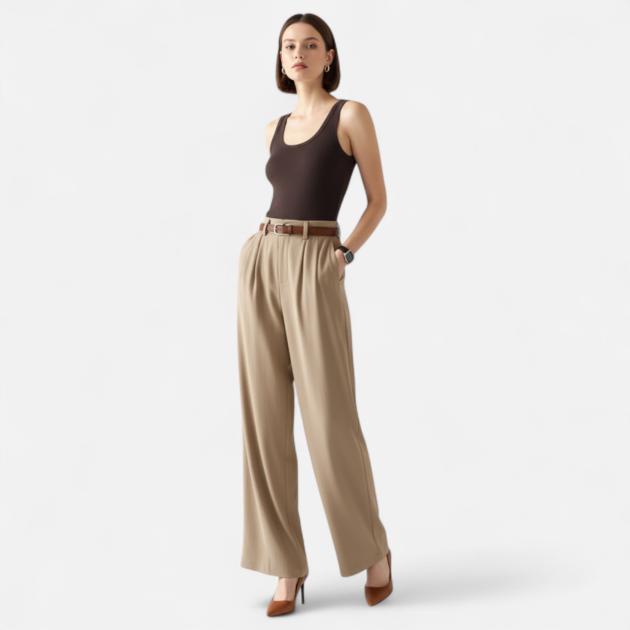 Ancienne Monde | Pantalon Femme Palazzo Taille Haute Intemporel