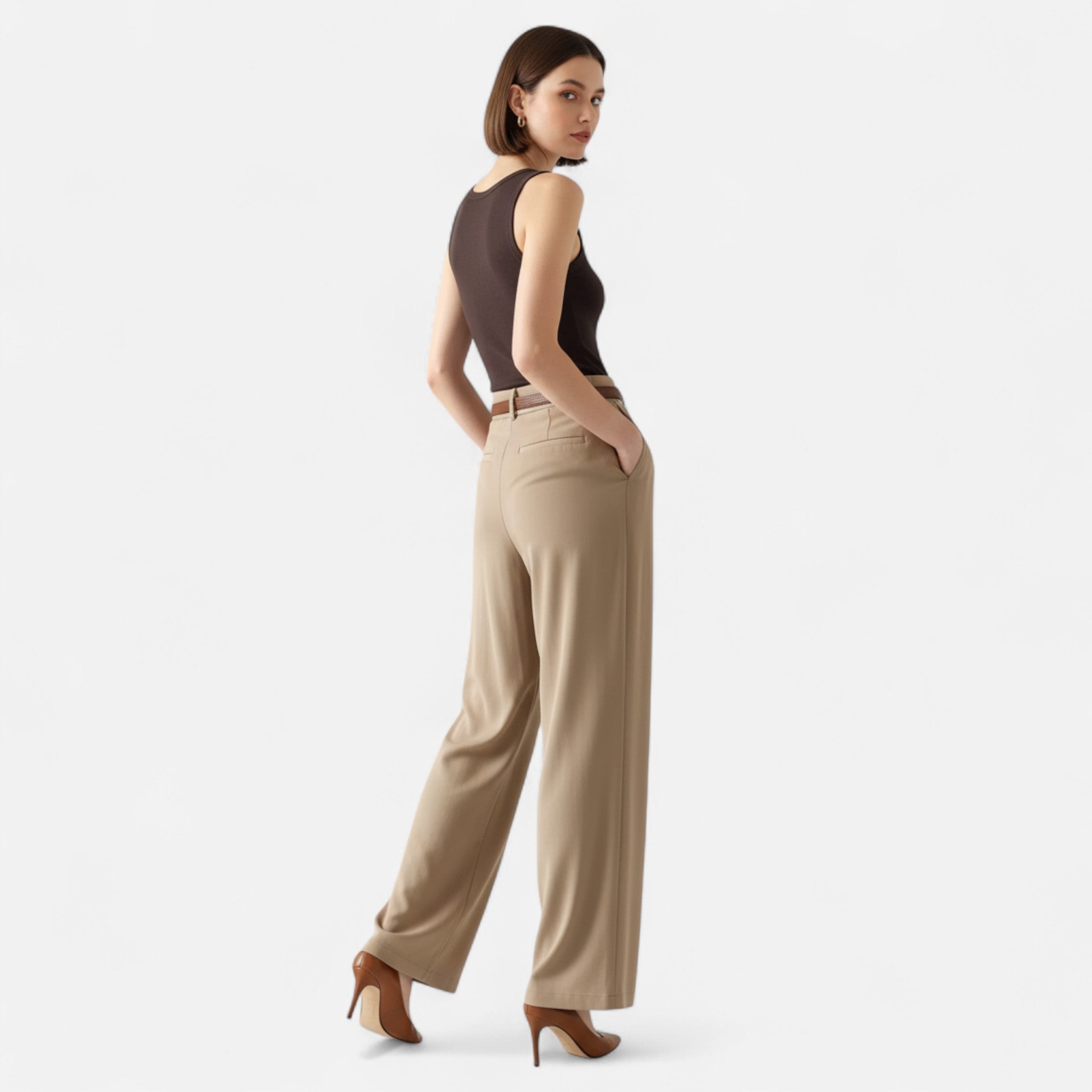 Ancienne Monde | Pantalon Femme Palazzo Taille Haute Intemporel