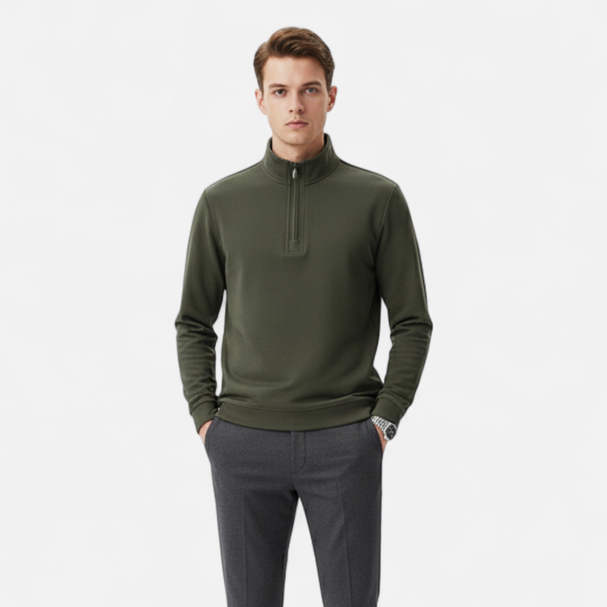 Ancienne Monde | Camisola Leve com Meio Fecho em Algodão Homem