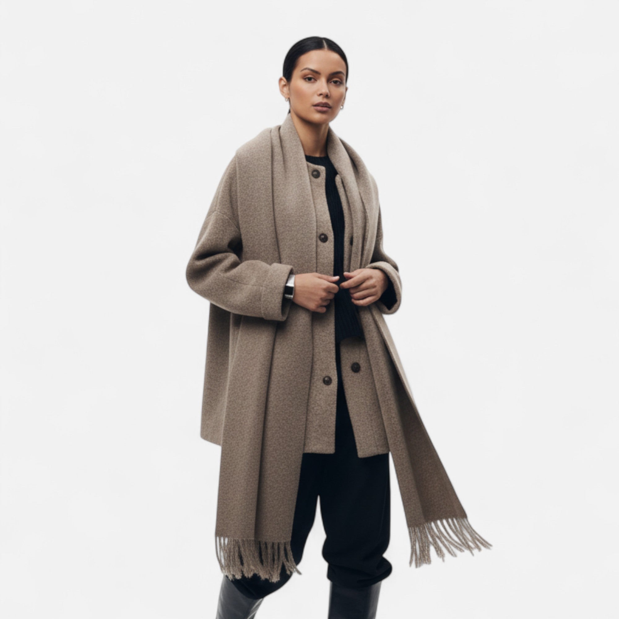 Ancienne Monde | Cardigan Femme Col Écharpe Élégant
