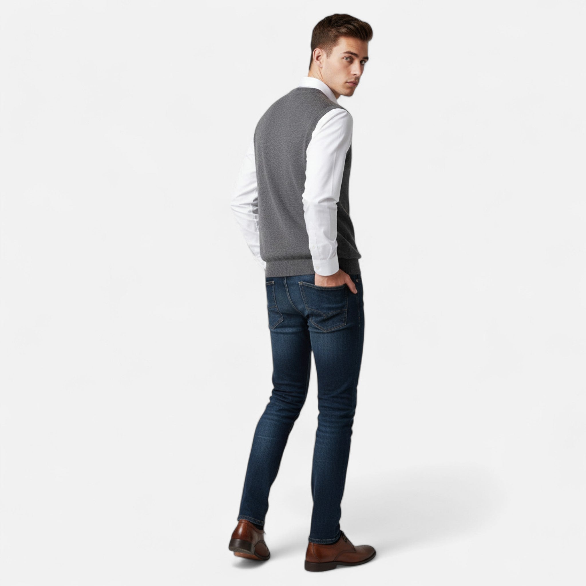 Ancienne Monde | Gilet Homme Col V en Laine Mérinos