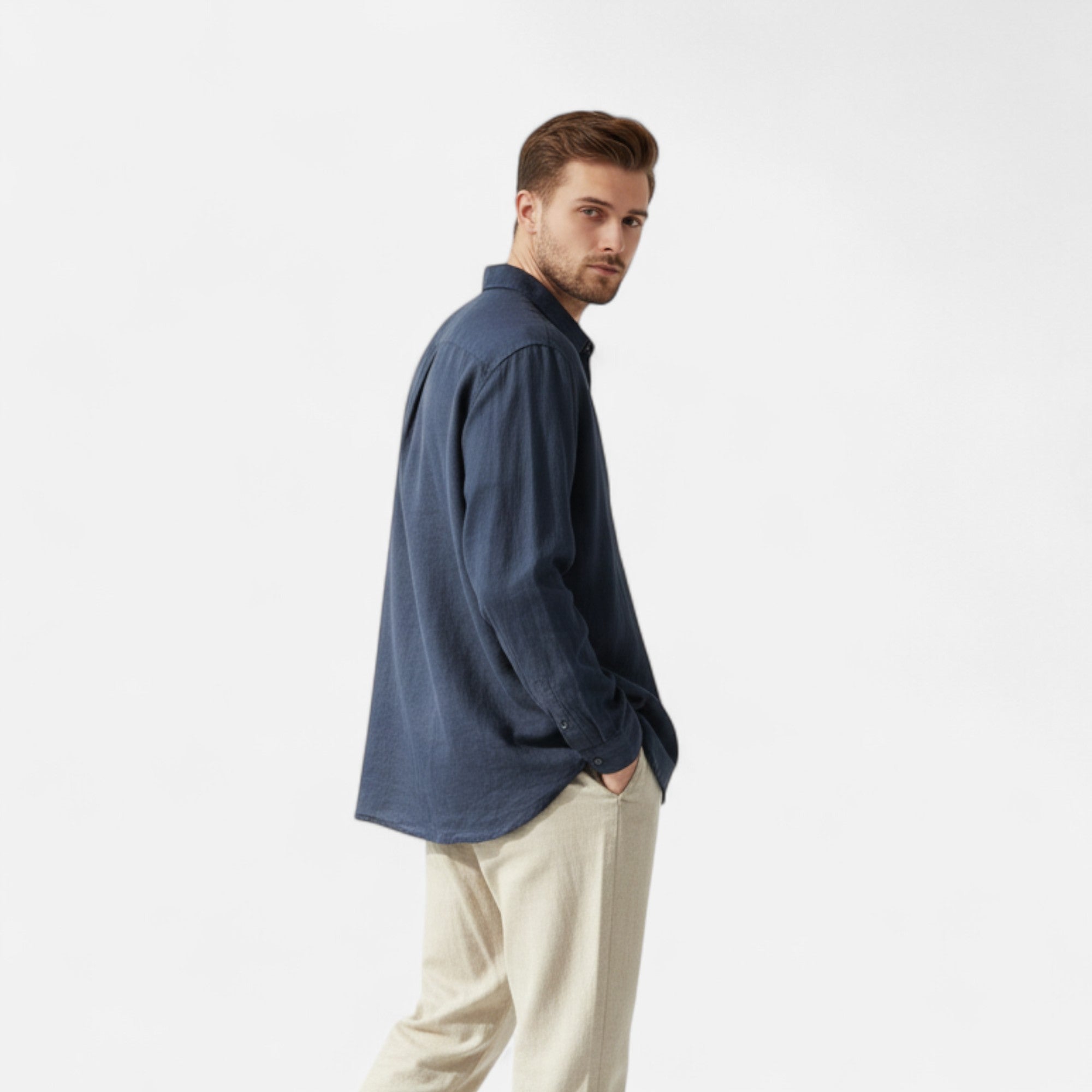 Ancienne Monde | Chemise Homme Lin Col Carré