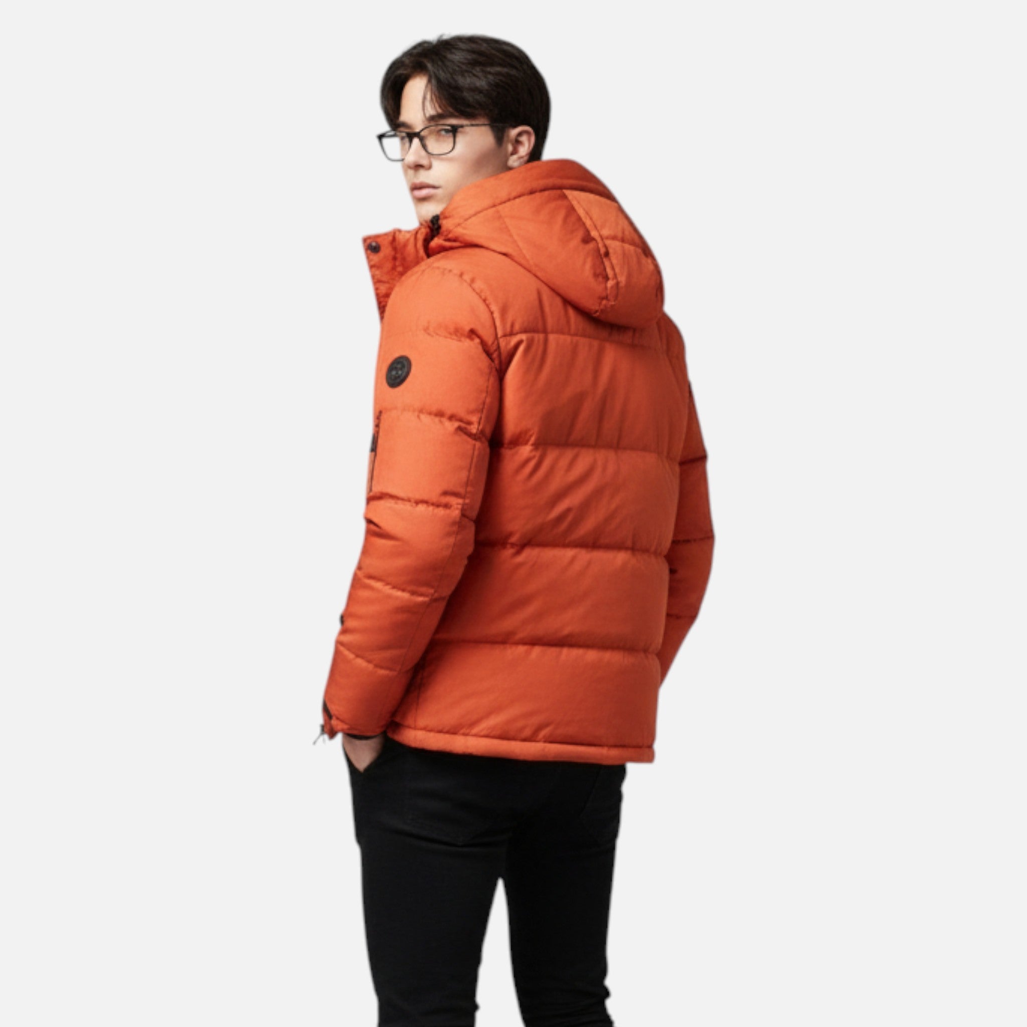 Ancienne Monde | Casaco de penas masculino de inverno com capuz elegante