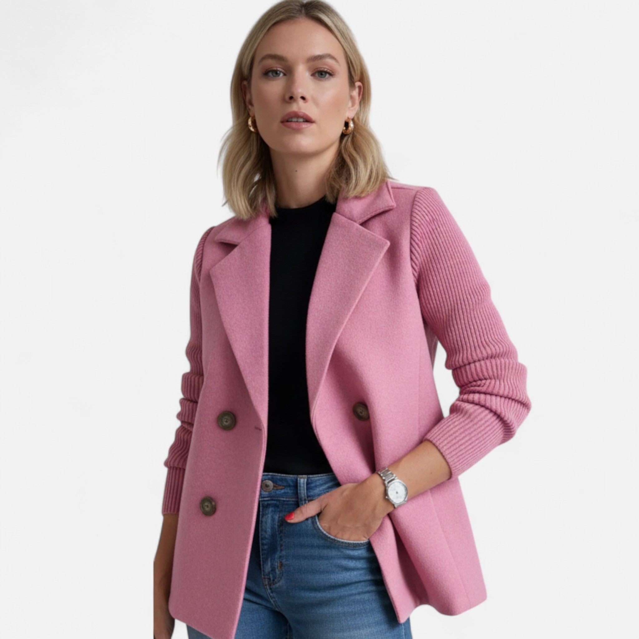 Ancienne Monde | Blazer Femme Élégant Manches en Maille